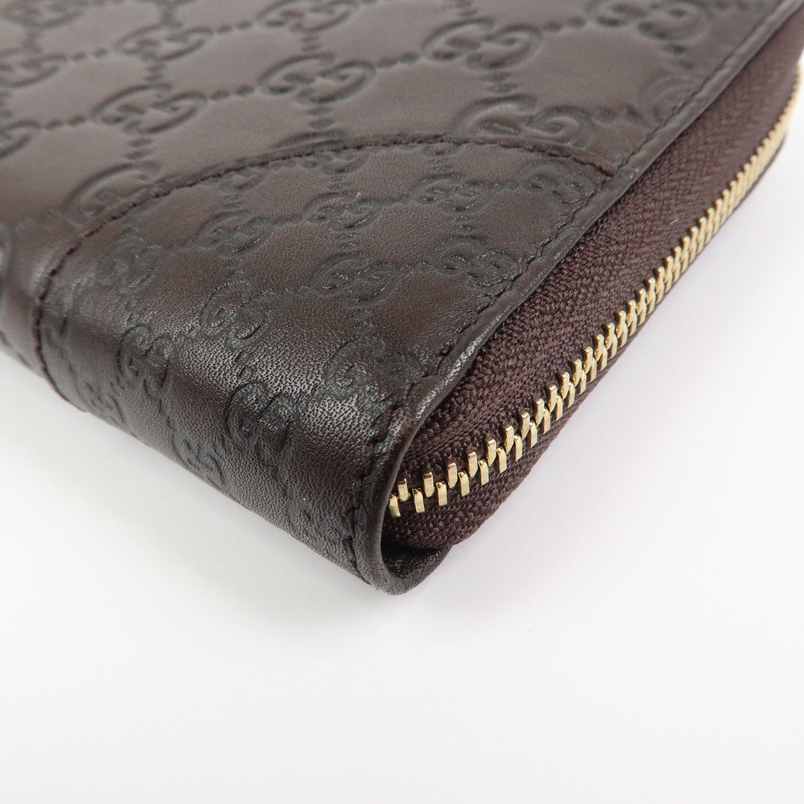 GUCCI Guccissima Interlocking G Round Zippy Wallet Brown 323397