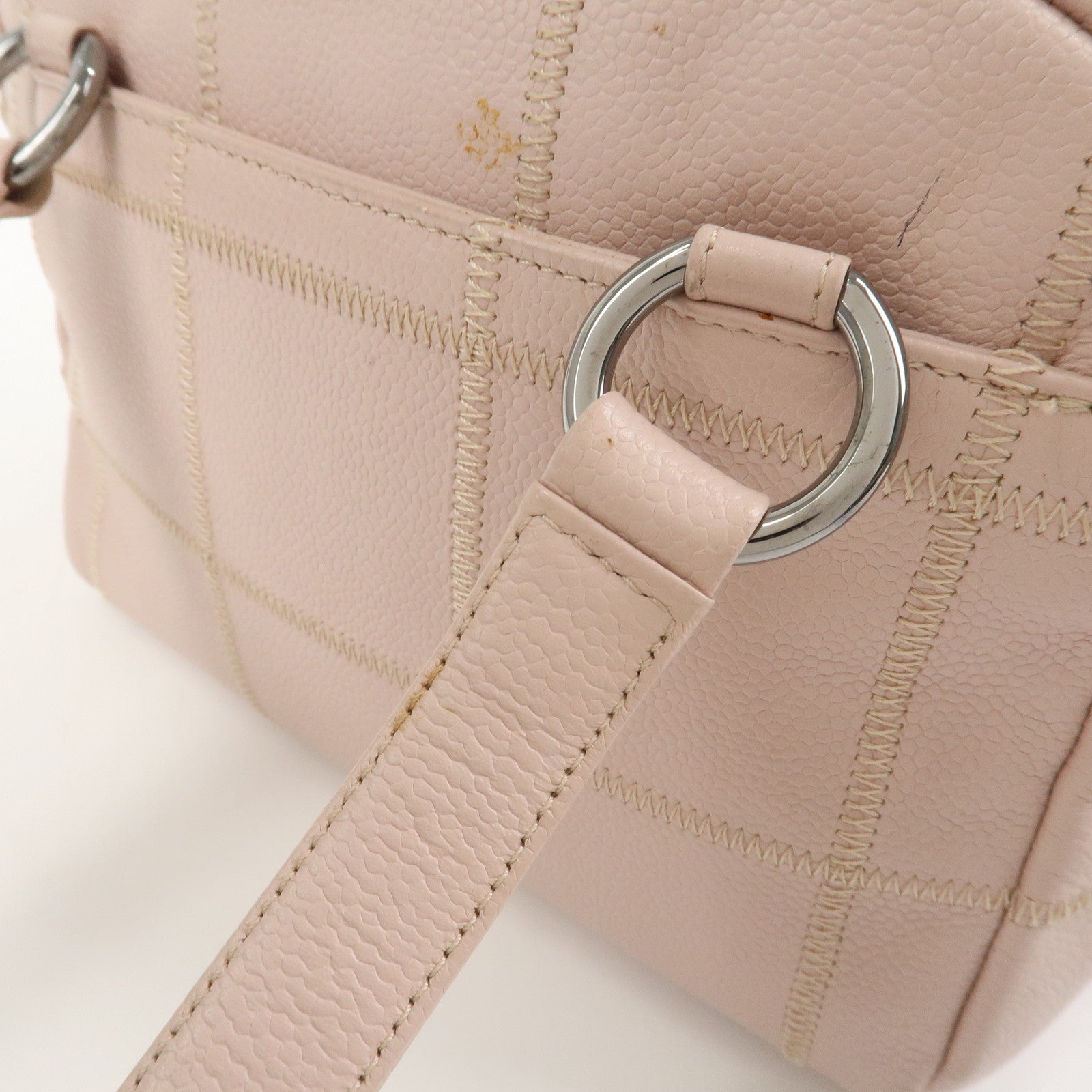 CHANEL Chocolate Bar COCO Mark Caviarskin Mini Boston Bag A26134