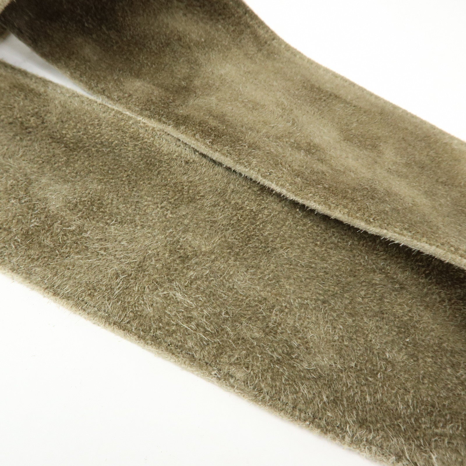 CHANEL Logo Suede Shoulder Bag Hand Bag Tote Bag Khaki