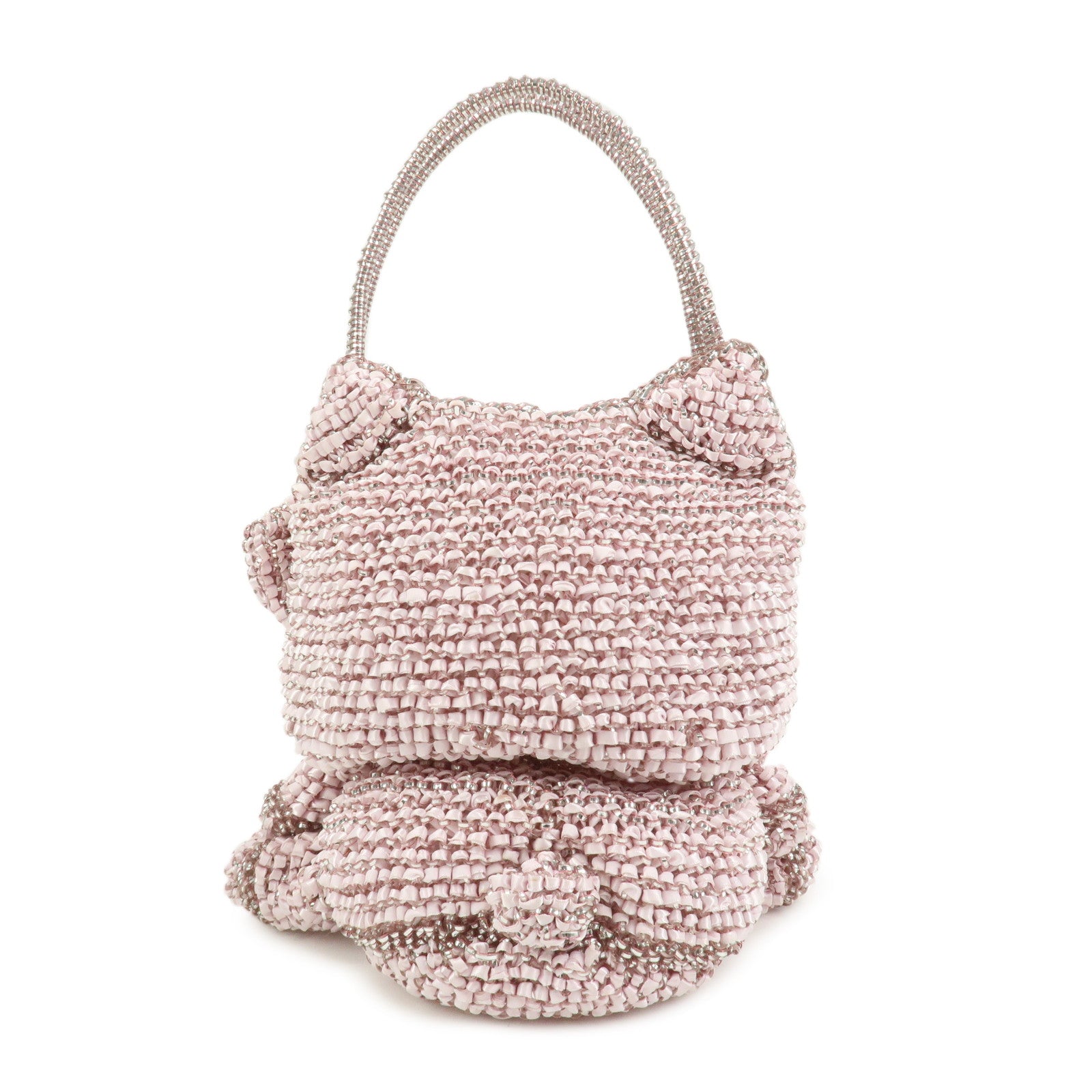 ANTEPRIMA Nylon PVC RASO HELLO KITTY Rhinestone Hand Bag Pink