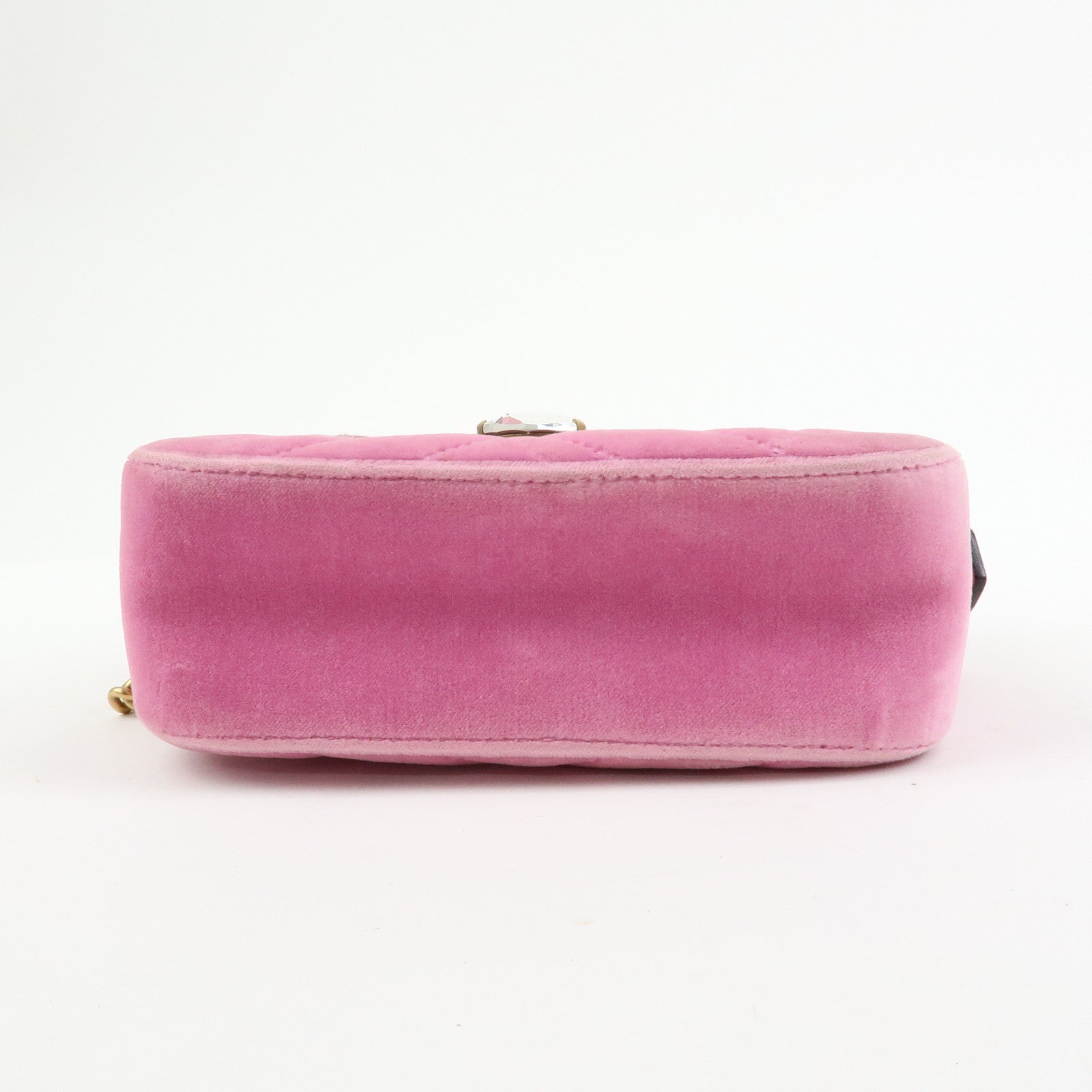 GUCCI GG Marmont Velvet Leather Rhinestone Shoulder Bag Pink 448065