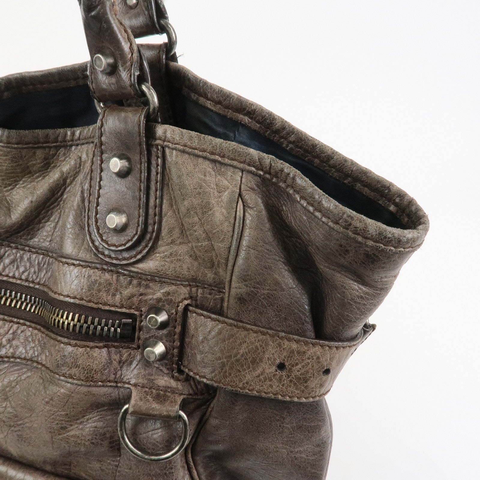 BALENCIAGA Rivacity Paper Bag Leather Tote Bag Brown 236084