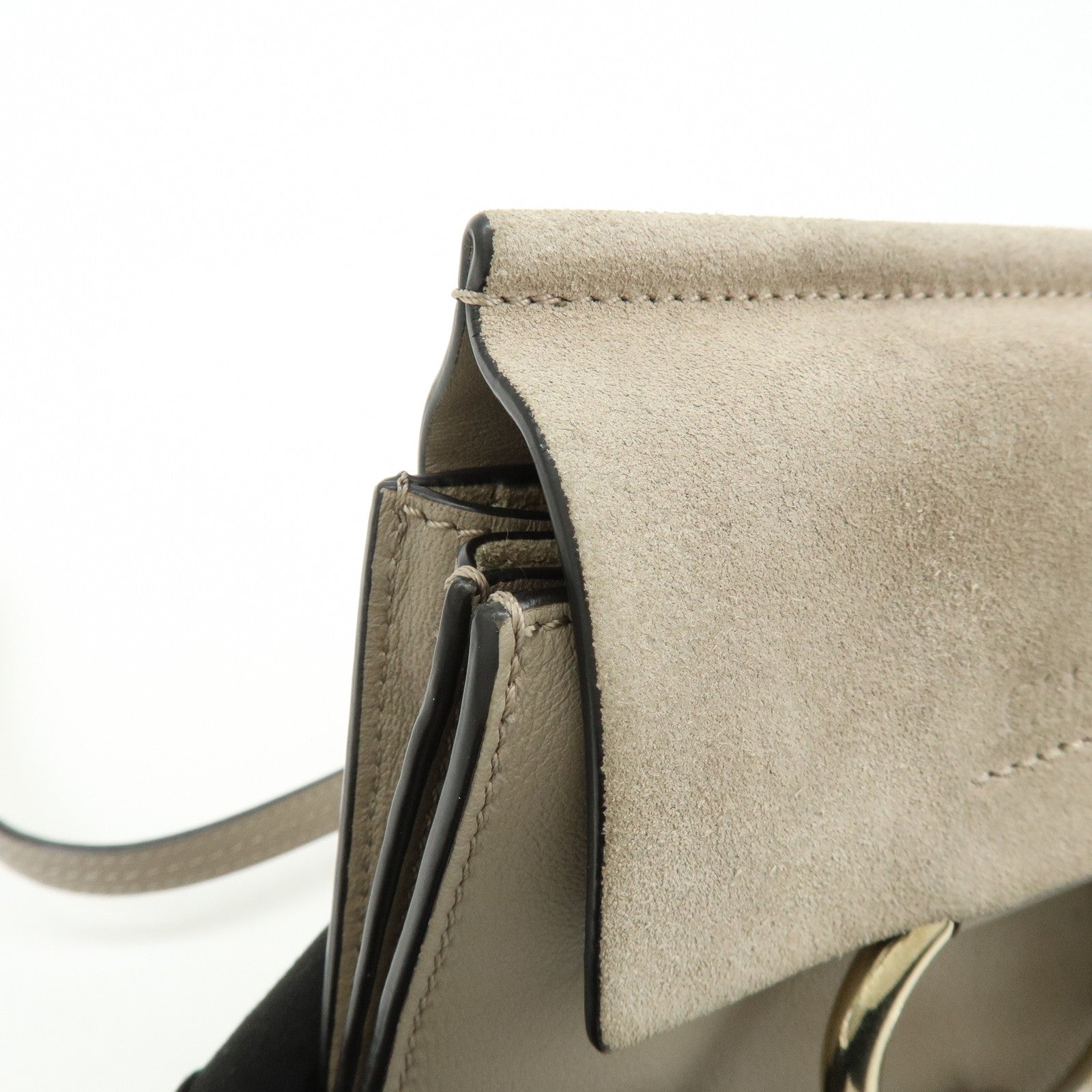 Chloe Faye Suede Leather Shoulder Bag Crossbody Bag Beige
