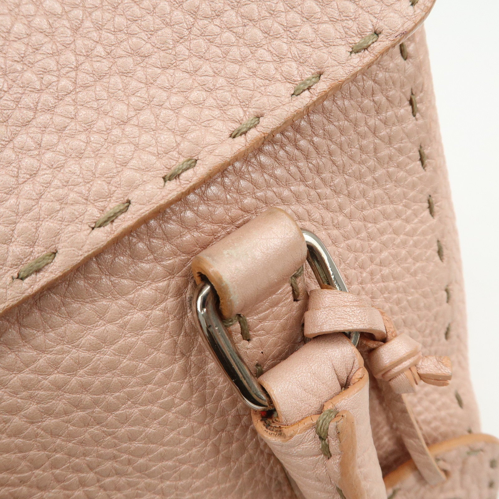 FENDI Selleria Leather Mini Linda Hand Bag Pink Silver HDW 8BR486