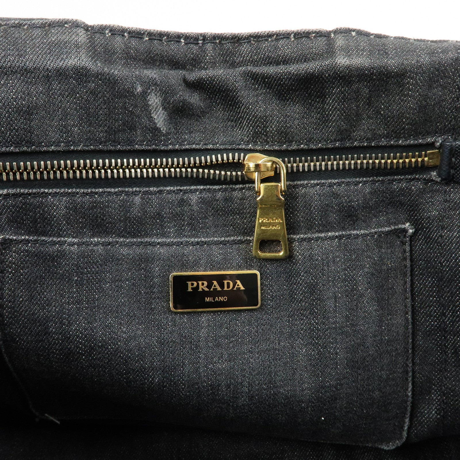 PRADA Triangle Logo Canapa Denim 2Way Bag Shoulder Bag Black 2642B