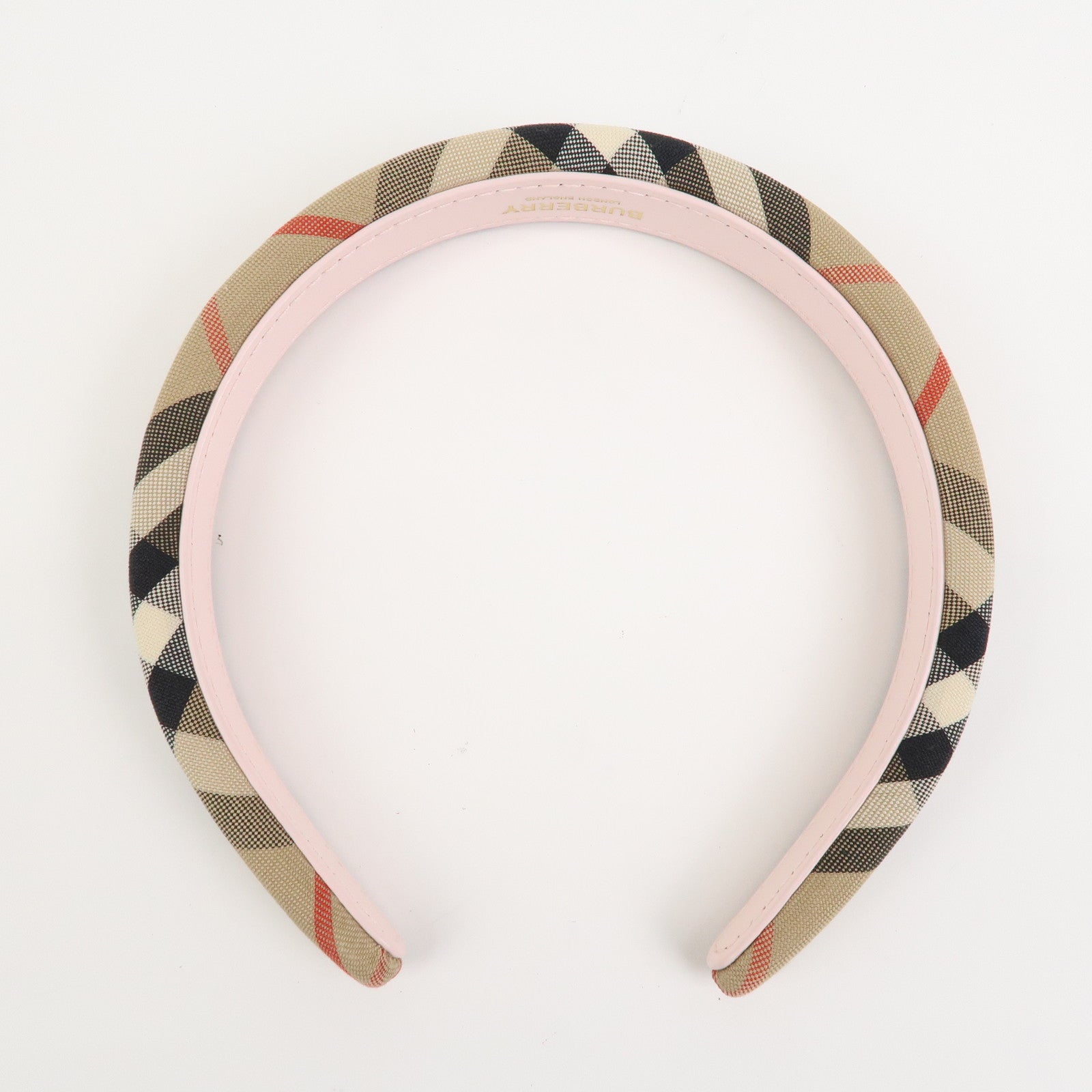 BURBERRY Nova Plaid Canvas Headband Beige
