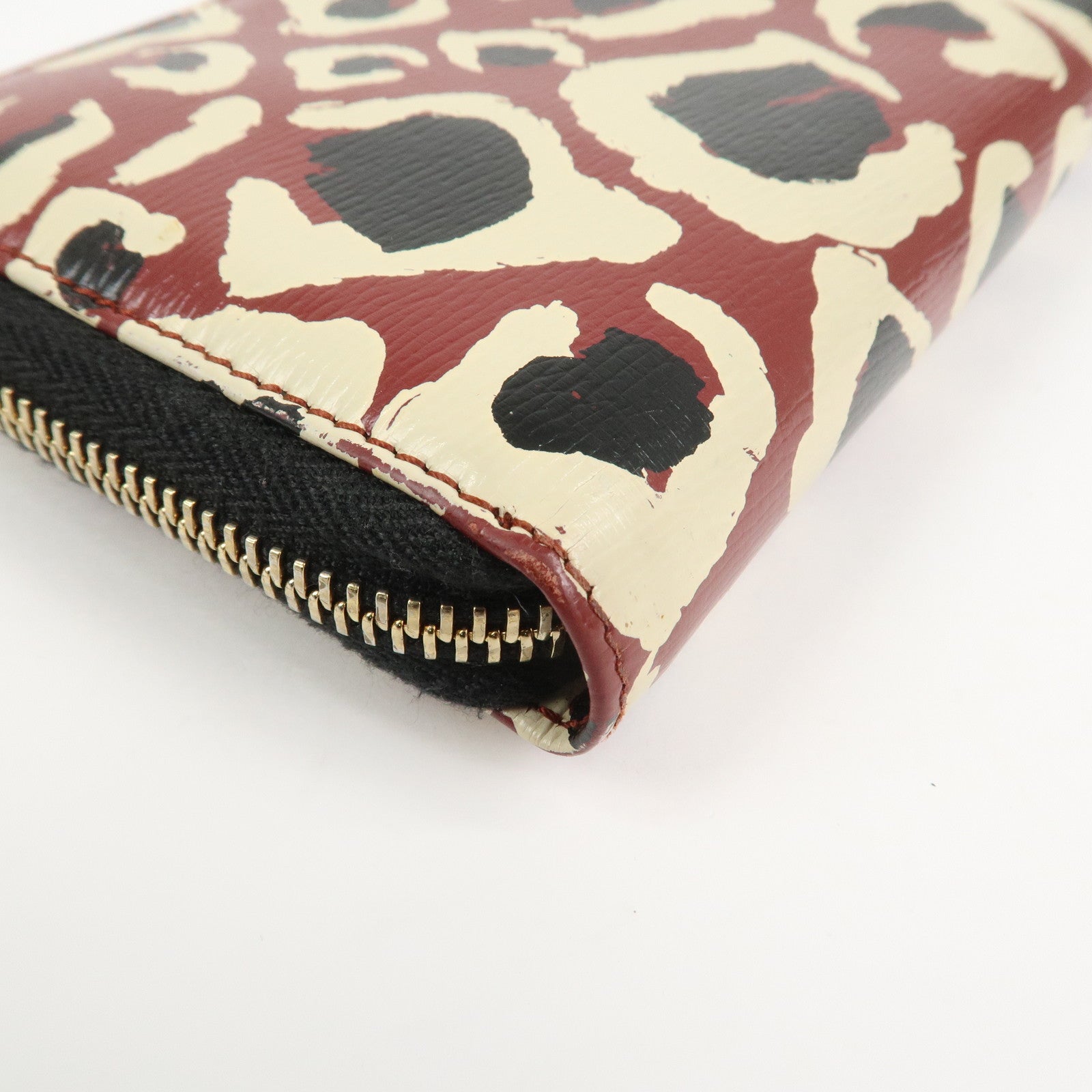 GUCCI Interlocking G Leather Leopard Round Zippy Long Wallet 309705