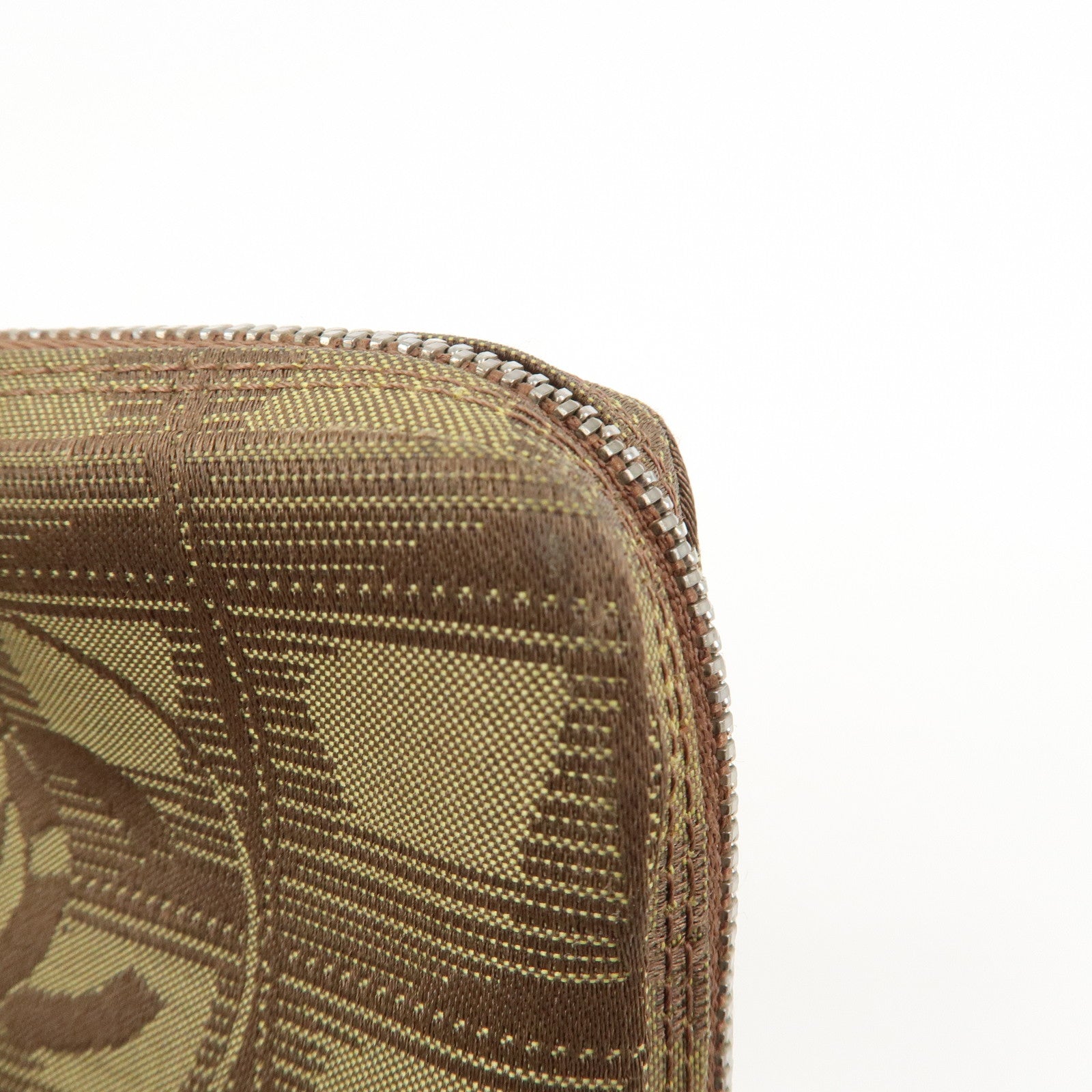 CHANEL New Travel Line Nylon Jacquard Cosmetic Pouch Khaki