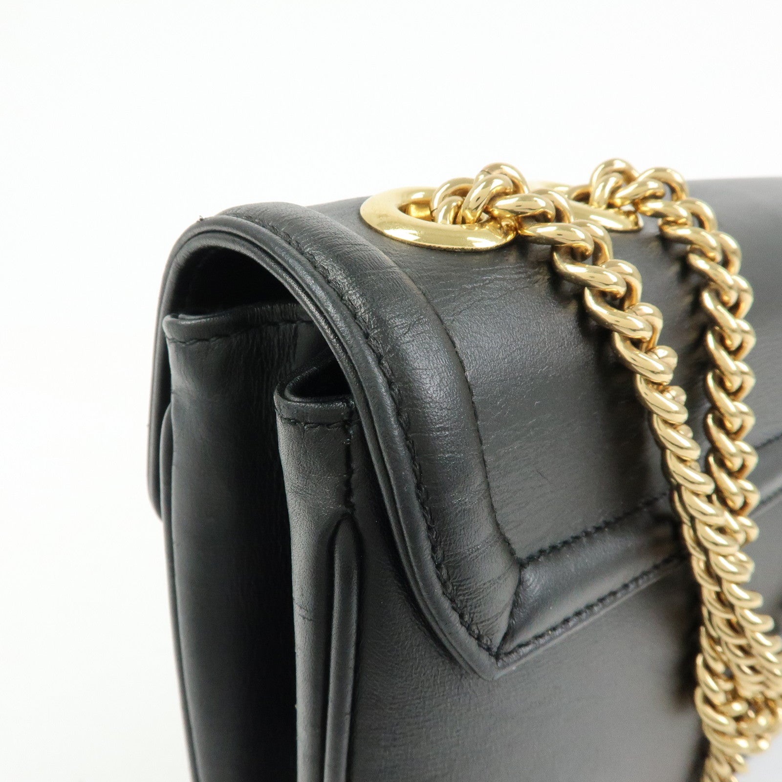 GUCCI Raja Horsebit Interlocking G Chain Shoulder Bag Black 537241