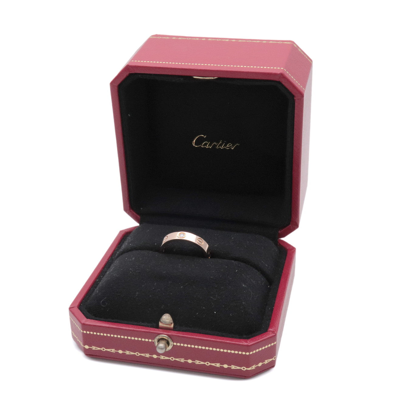 Cartier Mini Love 1P Diamond Ring K18 750PG Rose Gold #50 US5.25