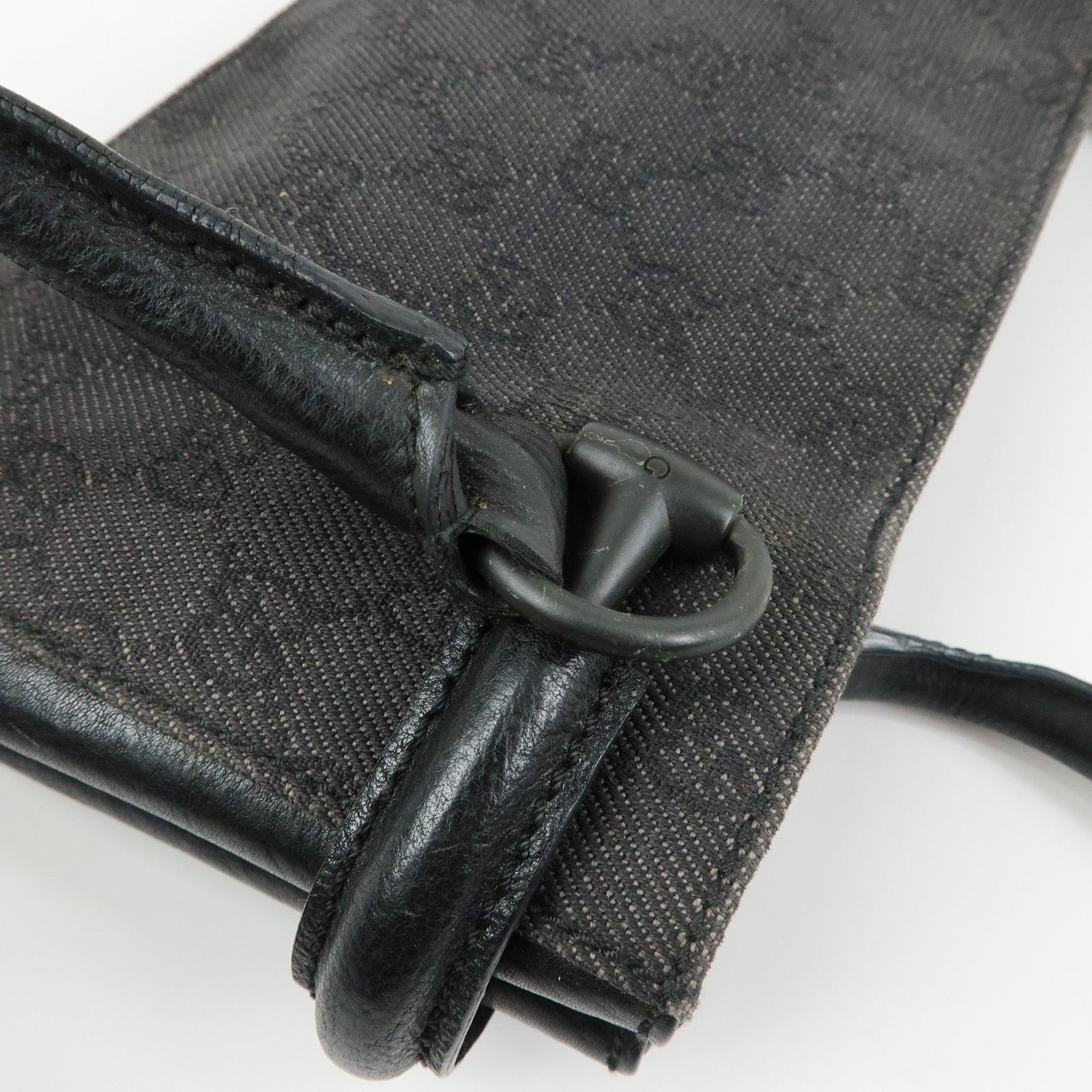 GUCCI GG Denim Leather Shoulder Bag Hand Bag Black 101345