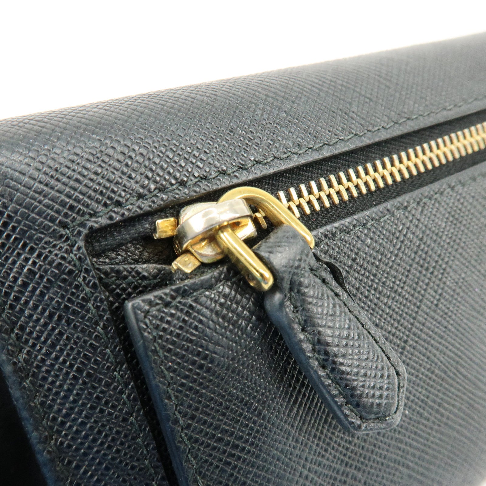 PRADA Saffiano Leather Flap Bi-Fold Long Wallet Black 1MH132
