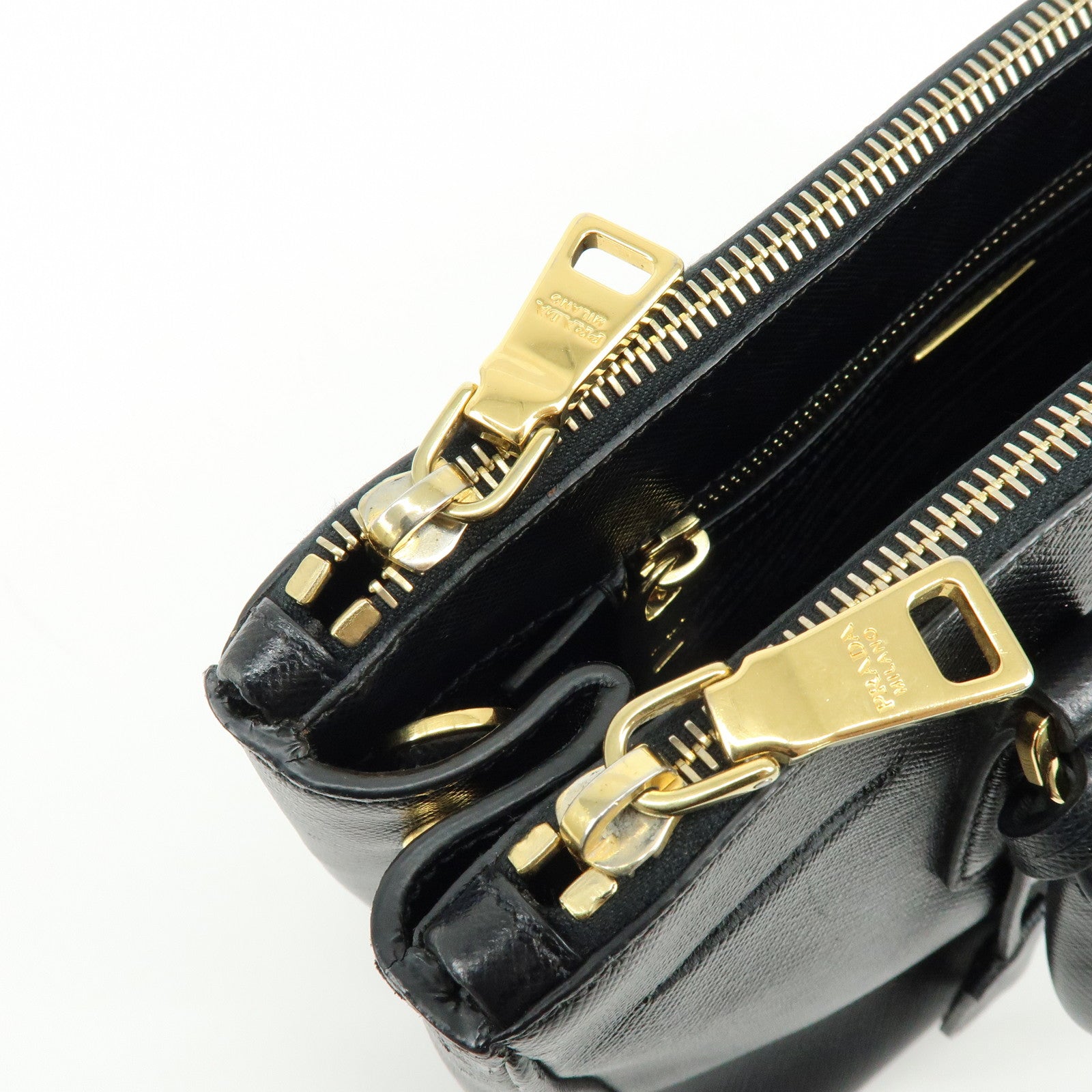 PRADA Traingle Logo Galleria Saffiano Leather 2Way Hand Bag 1BA863