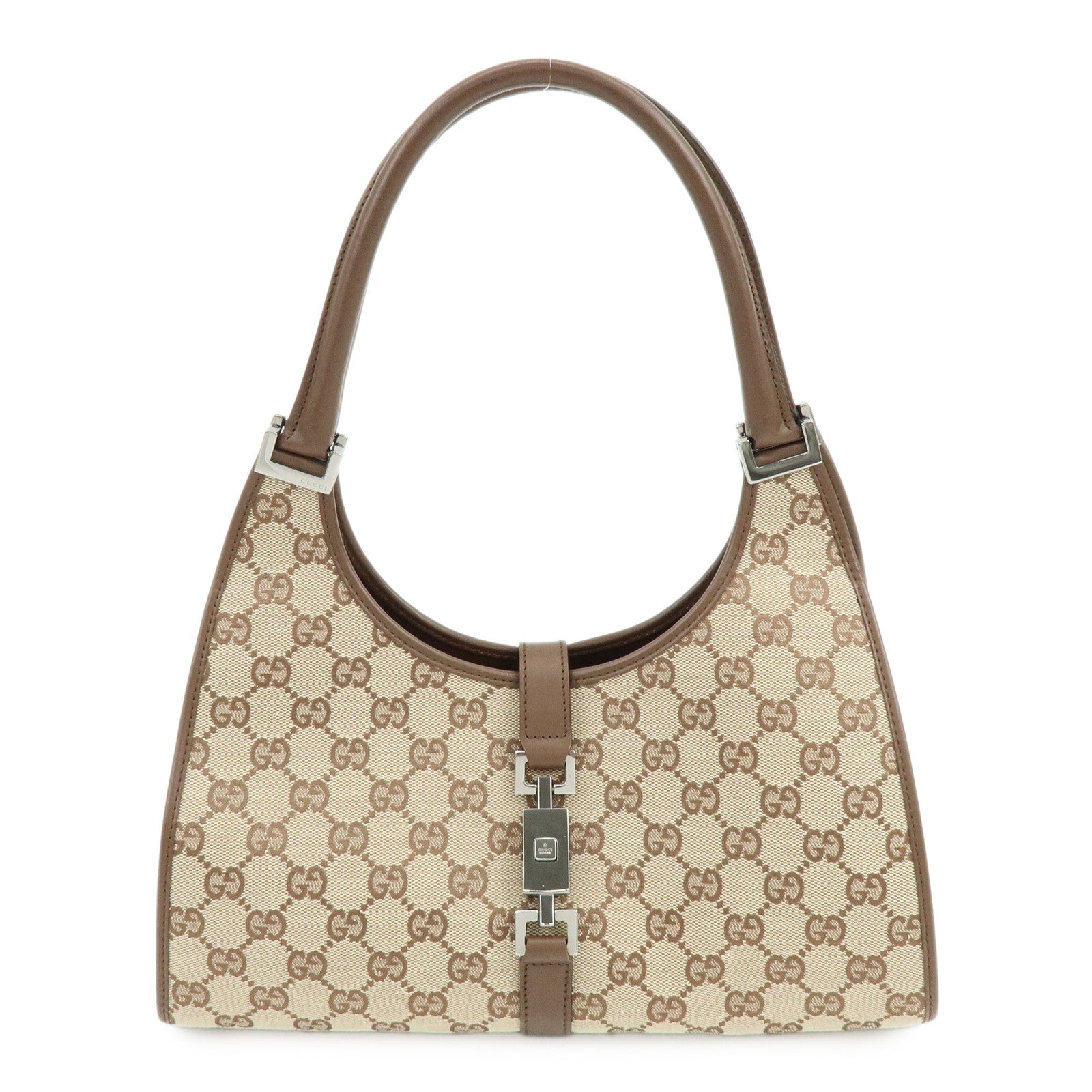 GUCCI Jackie GG Canvas Leather Shoulder Bag Hand Bag Brown 002.1067