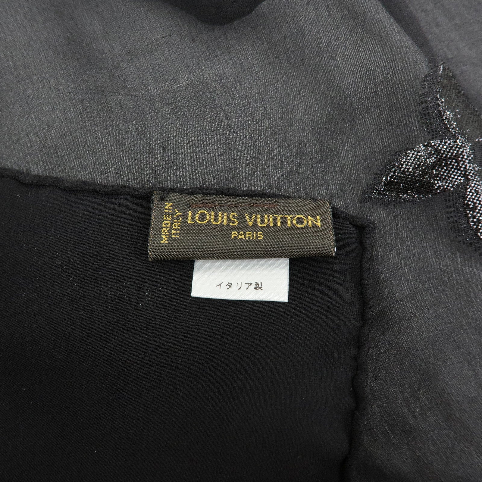 Louis Vuitton Silk Nylon Scarf Shawl Glitter Black