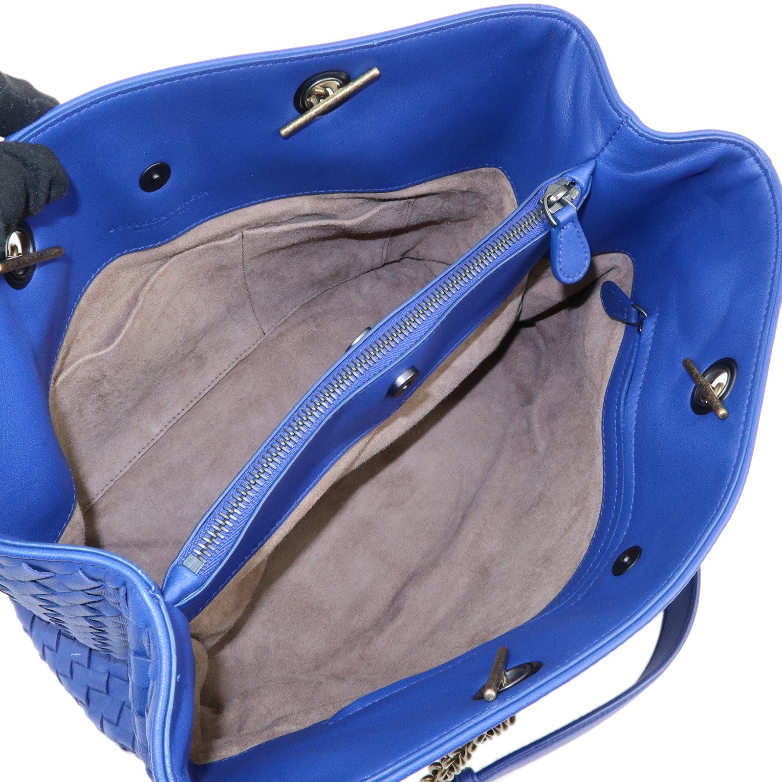 BOTTEGA VENETA Intrecciato Nappa Leather Tote Bag Shoulder Bag Blue