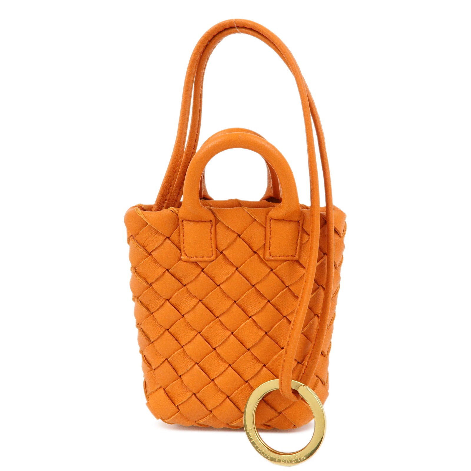 BOTTEGA VENETA Intrecciato Leather Bag Charm Orange 577778