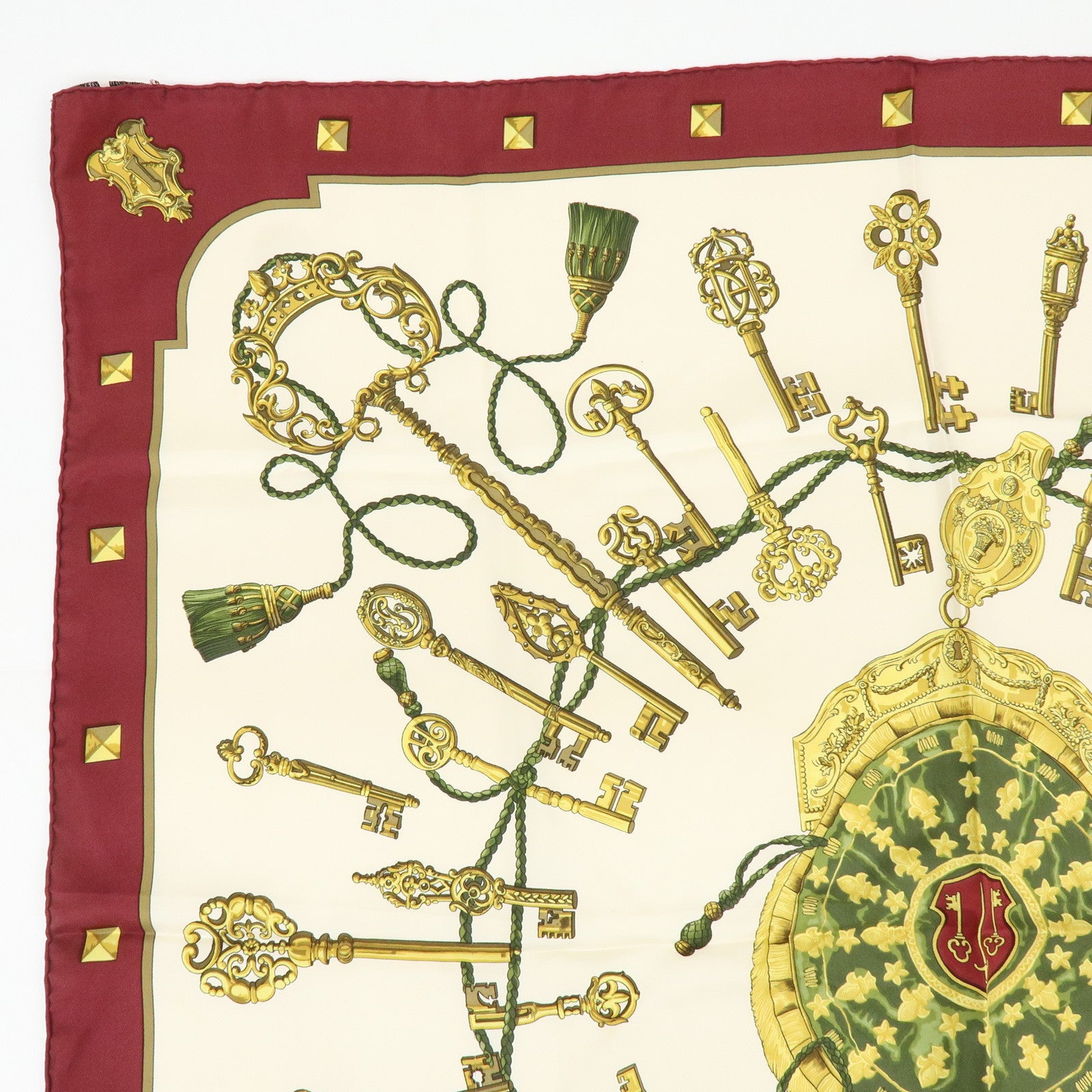 HERMES Carre 90 Set of 2 Silk 100% Scarf Black Gold Bordeaux