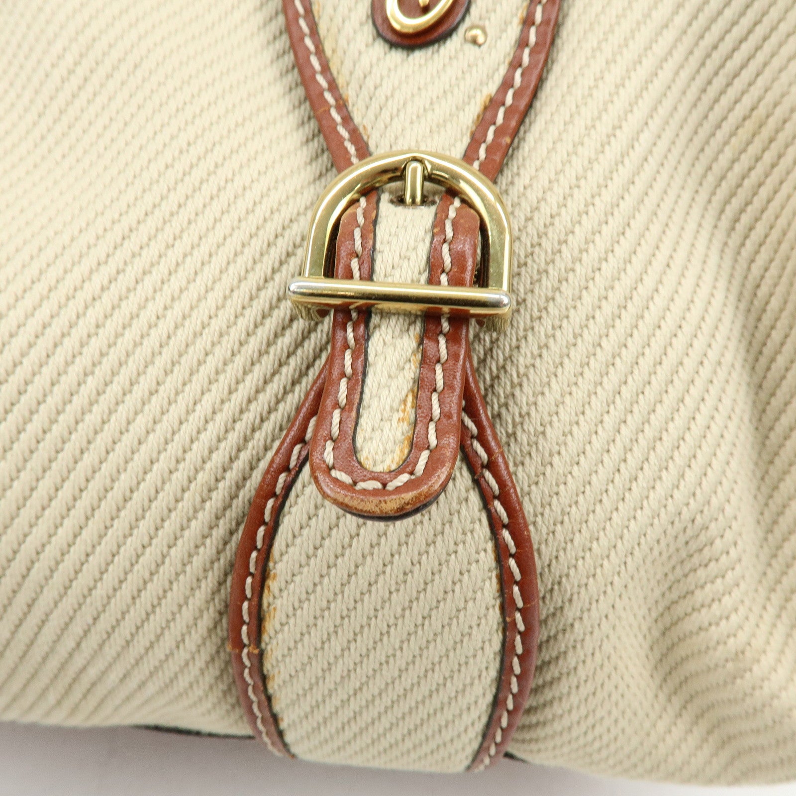 Chloe Susan Cotton Leather 2Way Bag Shoulder Bag Beige Brown