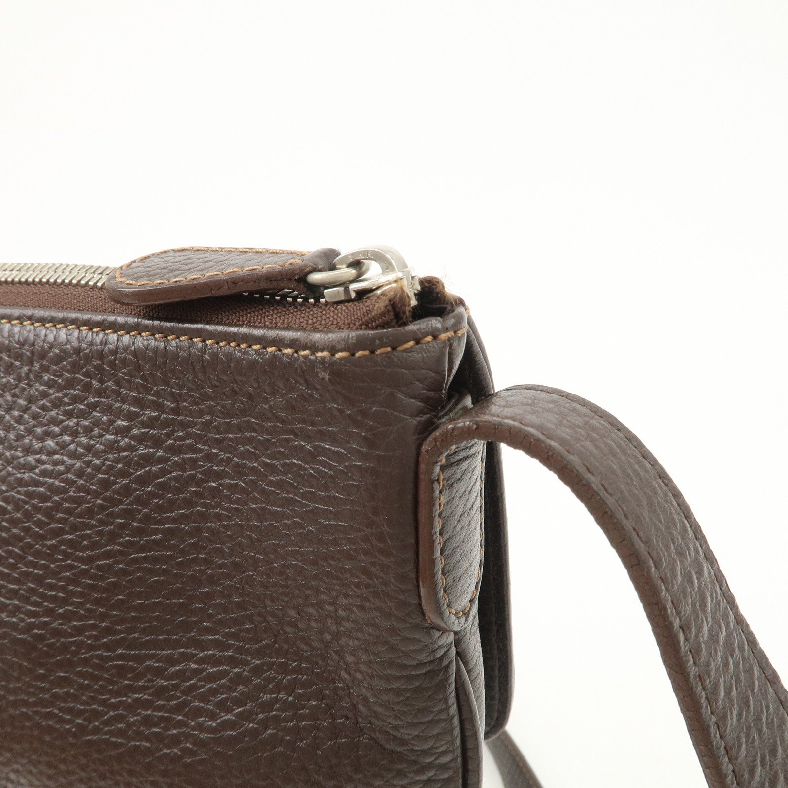 LOEWE Senda Logo Leather Shoulder Bag Crossbody Bag Brown