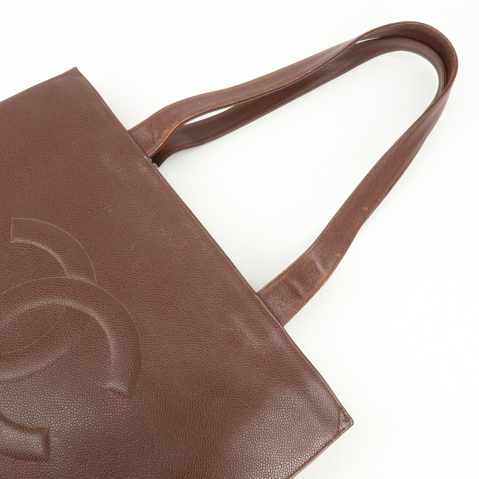CHANEL COCO Mark Caviarskin Tote Bag Shoulder Bag Brown