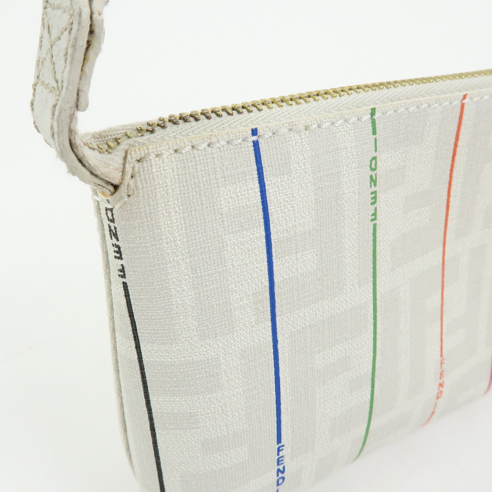 FENDI Zucca PVC Chain Accessory Pouch Hand Bag White 8BR592