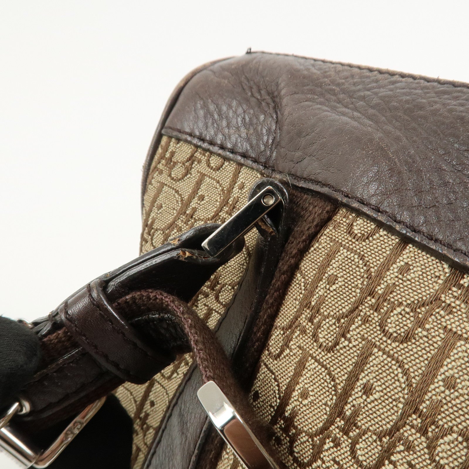 Christian Dior Trotter Street Chic Canvas Leather Boston Bag Beige