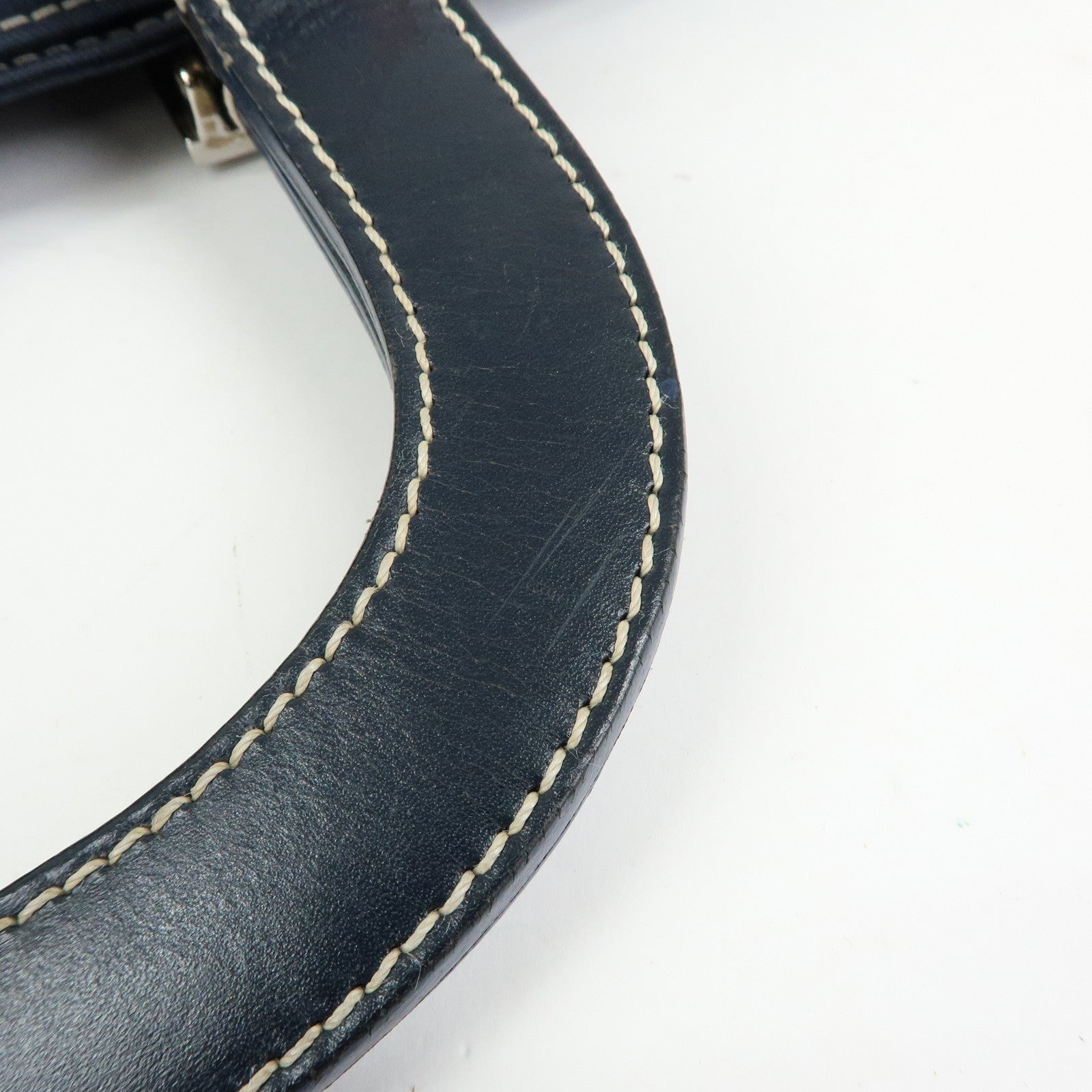 FENDI Canvas Leather Tote Bag Hand Bag Navy