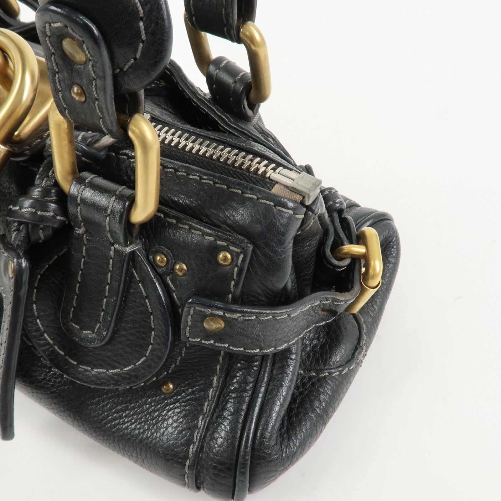 Chloe Paddington Leather Hand Bag Shoulder Bag Black