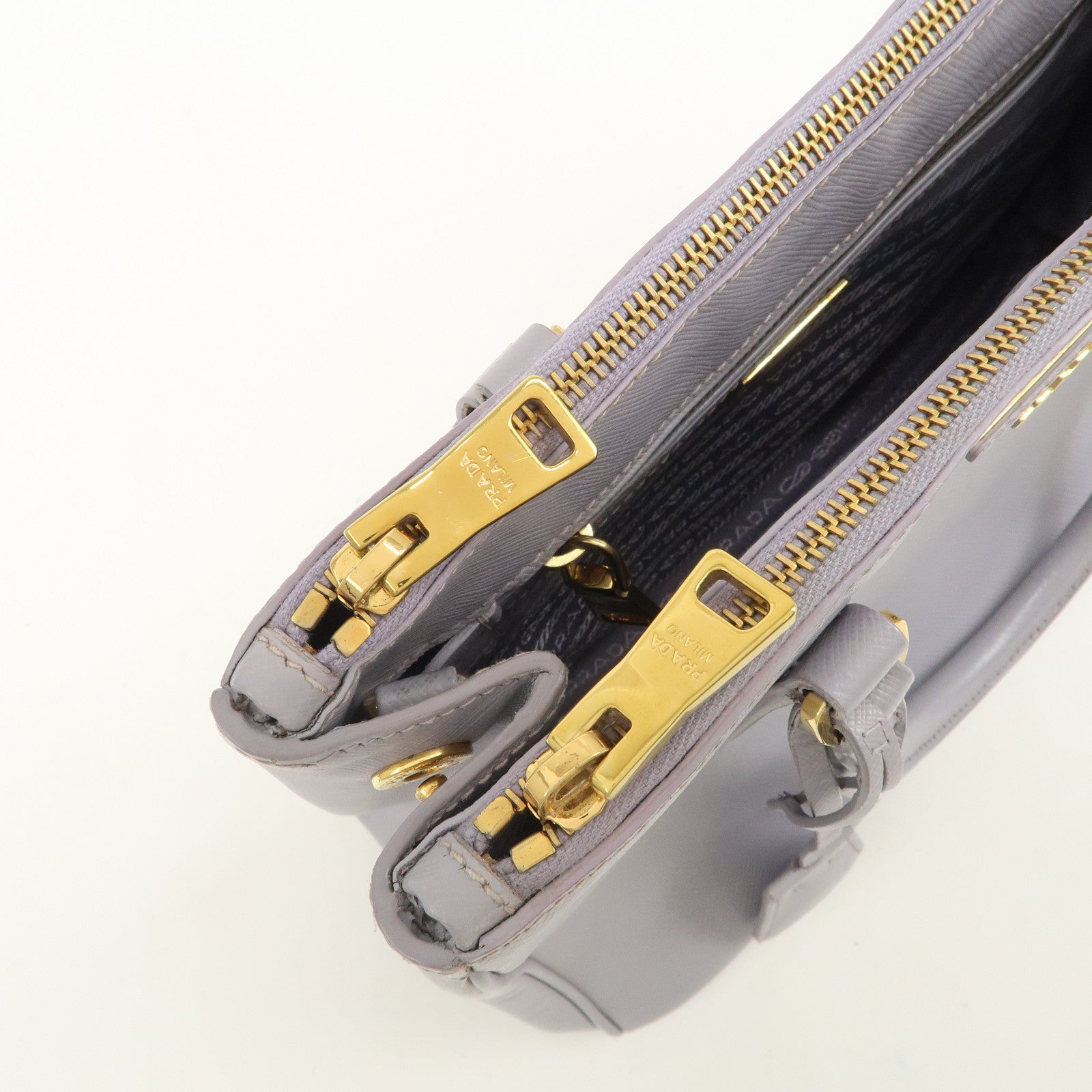 PRADA Traingle Logo Galleria 2Way Shoulder Hand Bag Lavender 1BA863