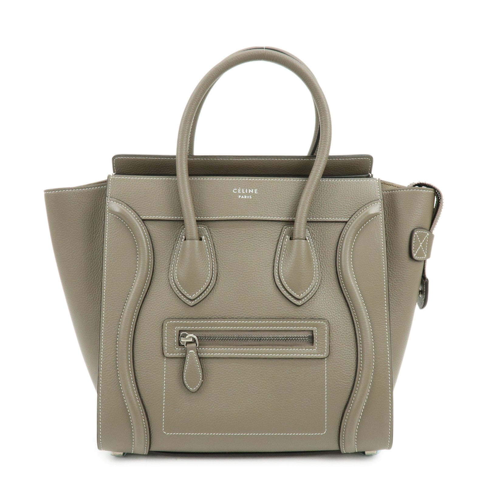 CELINE Luggage Micro Shopper Leather Hand Bag Tote Bag Gray
