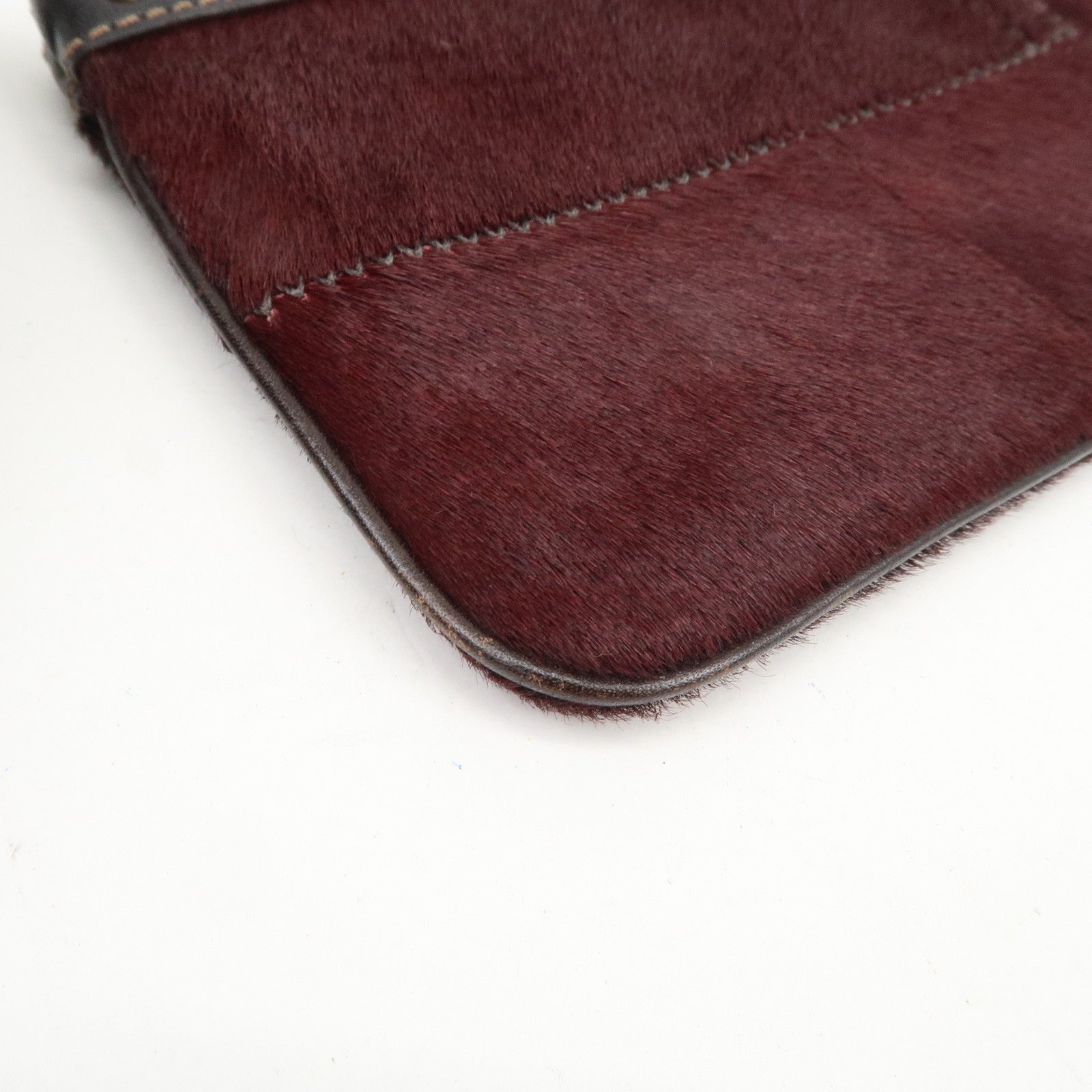 COACH Unborn Calf Leather Pouch Cosmetic Pouch Bordeaux Brown