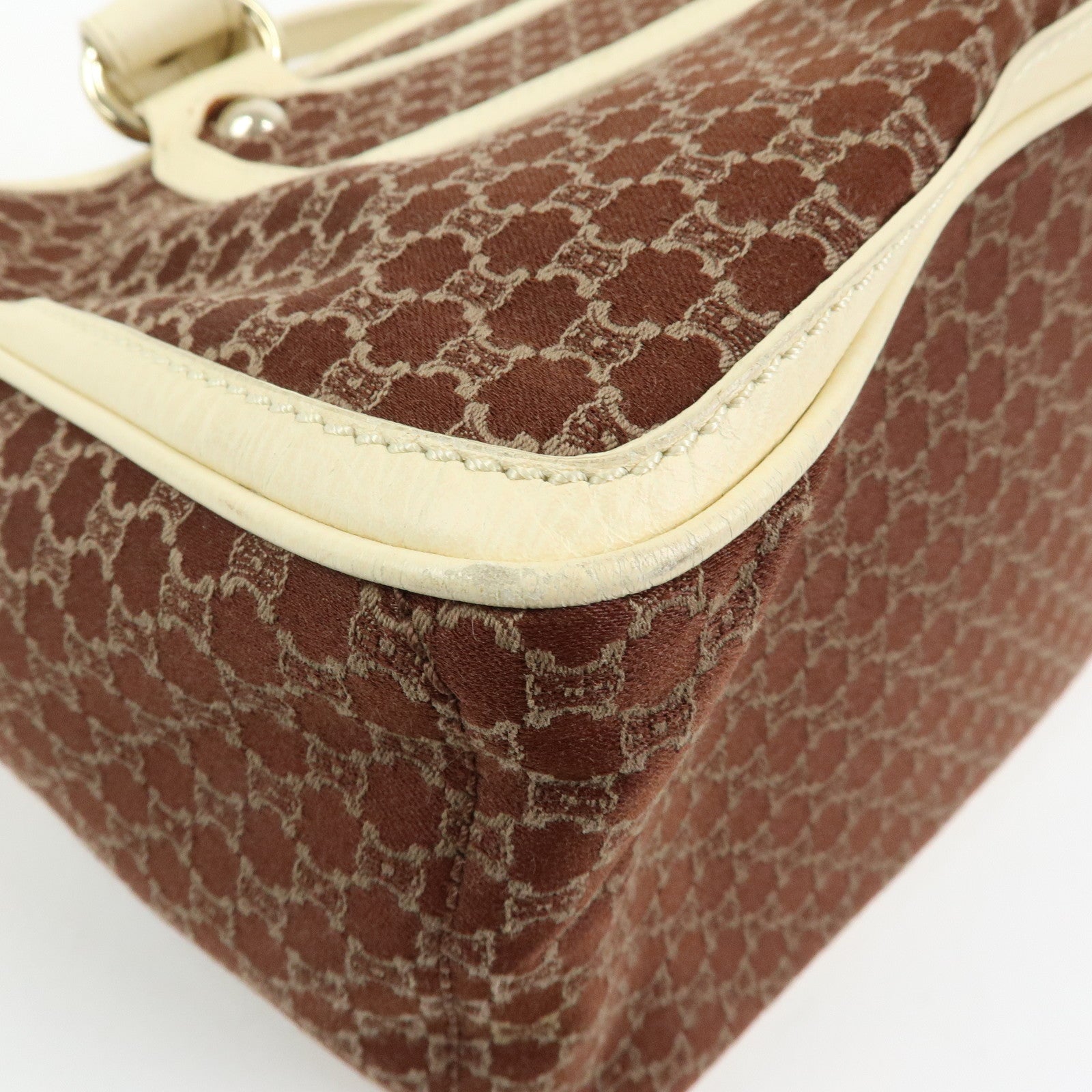 CELINE Macadam Boogie Bag Canvas Leather Hand Bag Tote Bag Brown