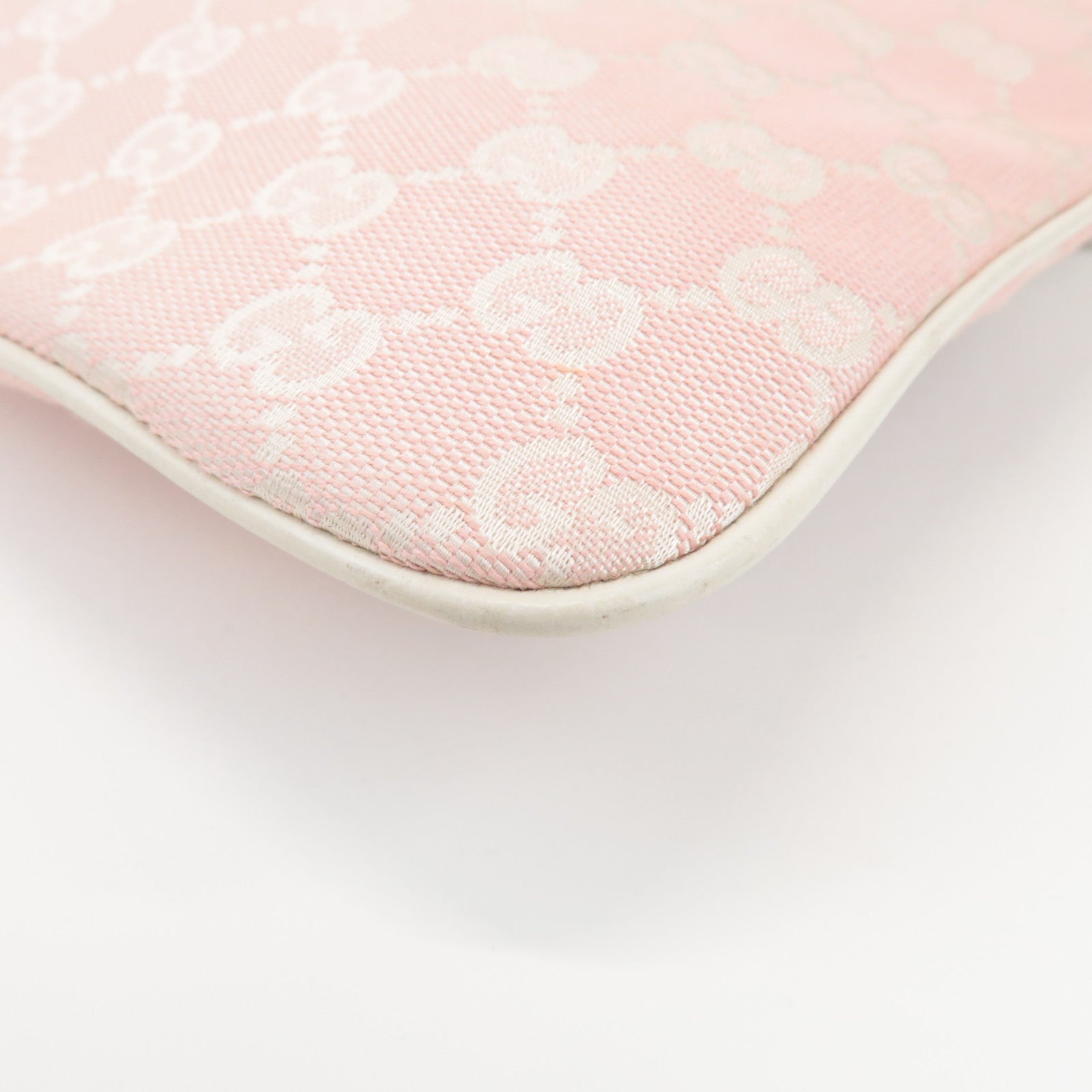 GUCCI Sherry GG Canvas Leather Shoulder Bag Pink 144388