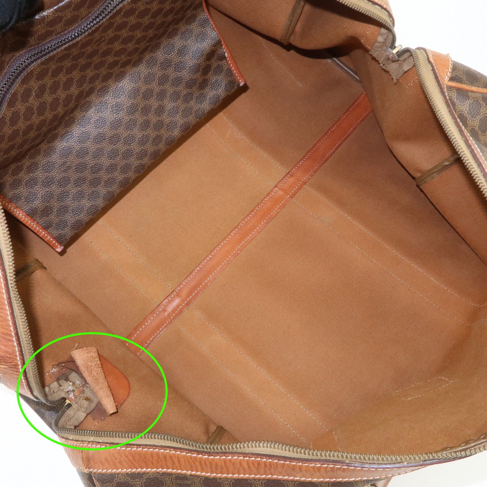 CELINE Macadam PVC Leather Boston Bag Travel Bag Brown