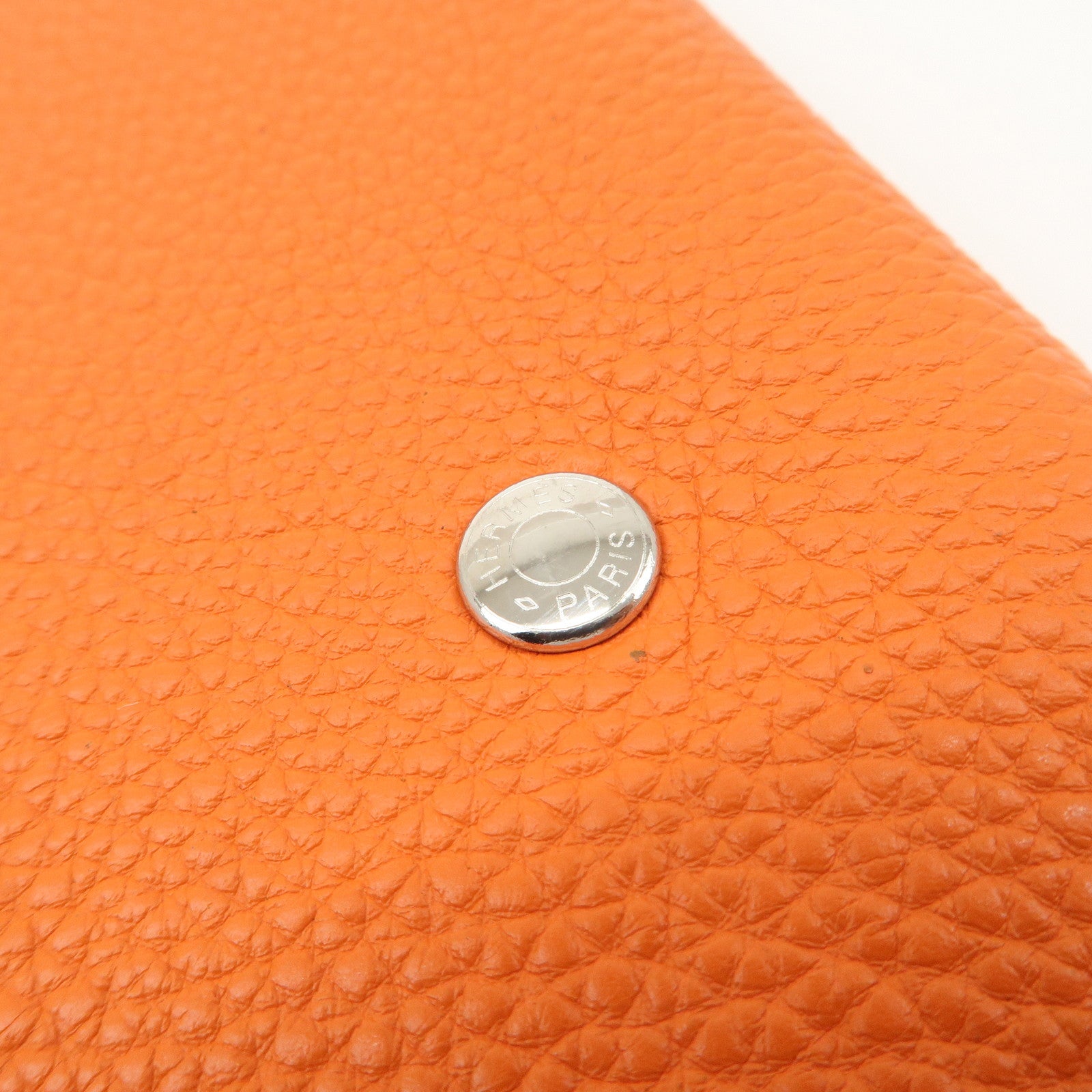 HERMES Togo Leather Ulysse MM □J Stamped Notebook Cover Potiron Orang