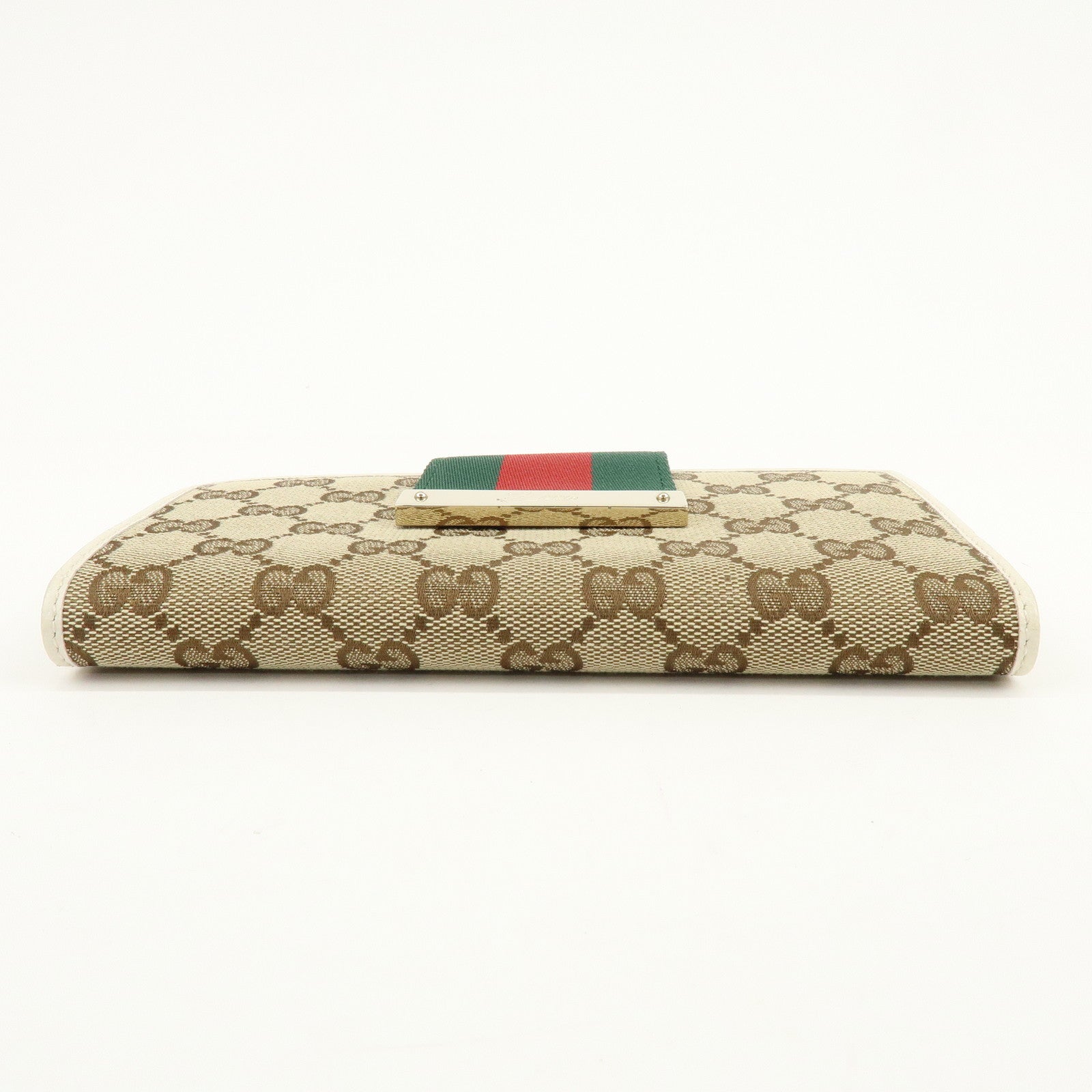 GUCCI Sherry GG Canvas Leather Long Wallet Continental Wallet Beige