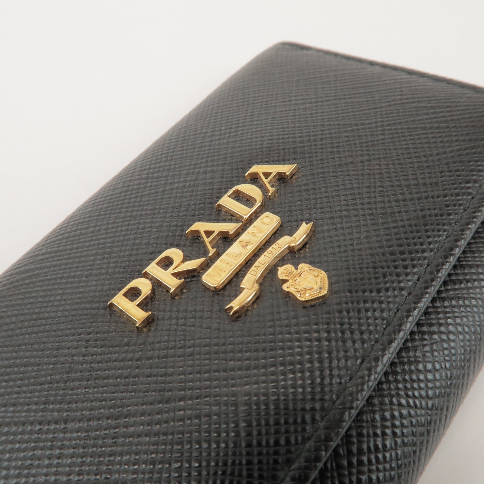 PRADA Saffiano Leather 4 Rings Key Case Key Holder Black 1PG004