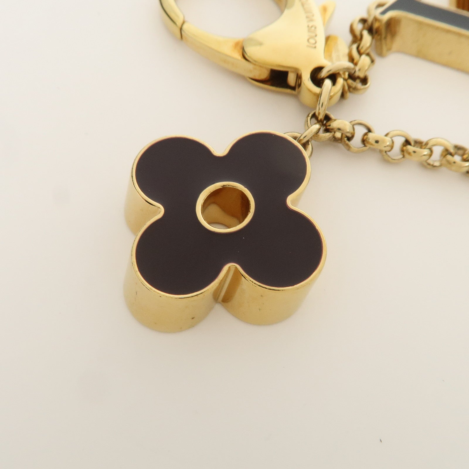 Louis Vuitton Fleur de Monogram Key Chain Bag Charm Gold M67119