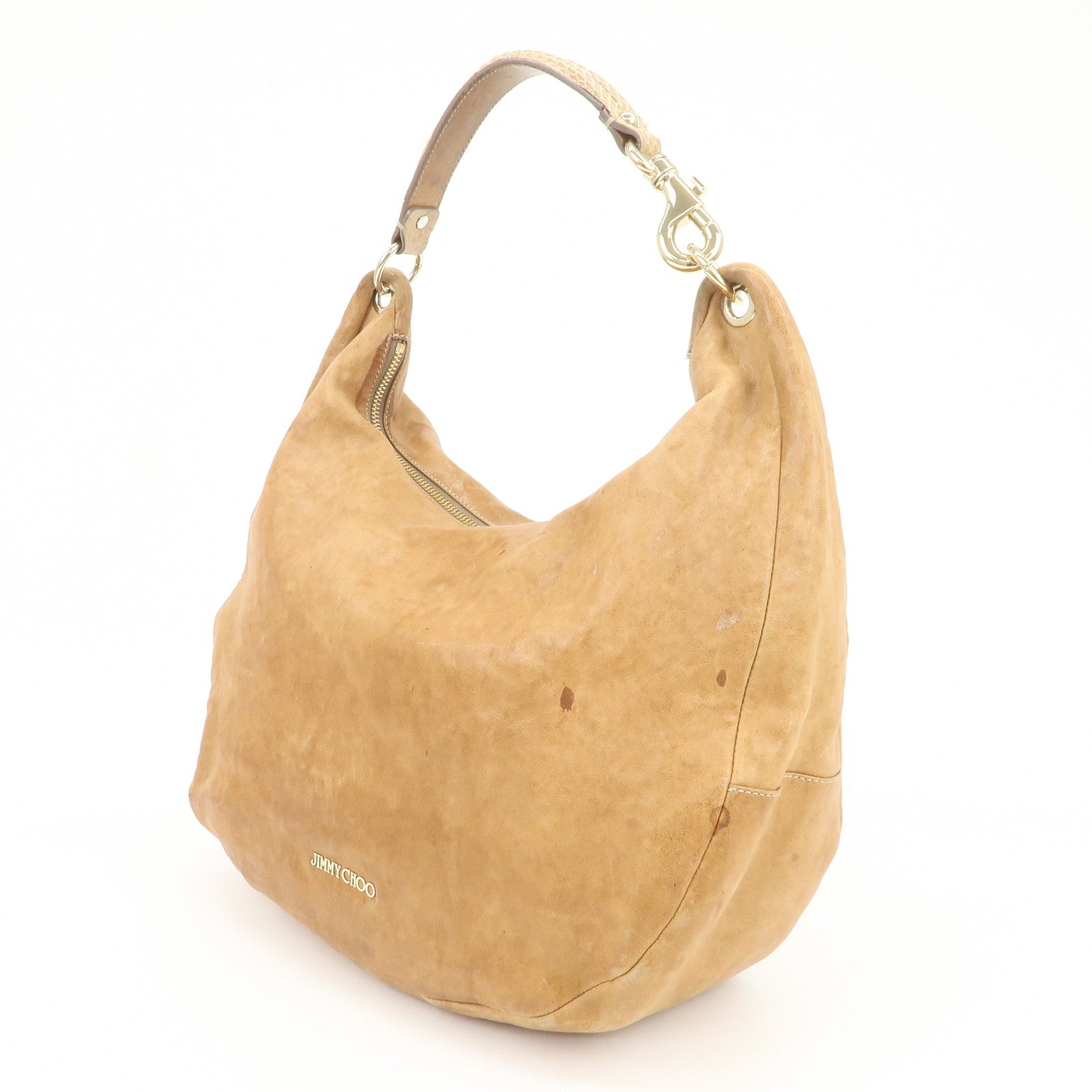 JIMMY CHOO Sky Bag Leather Shoulder Bag Hand Bag Brown