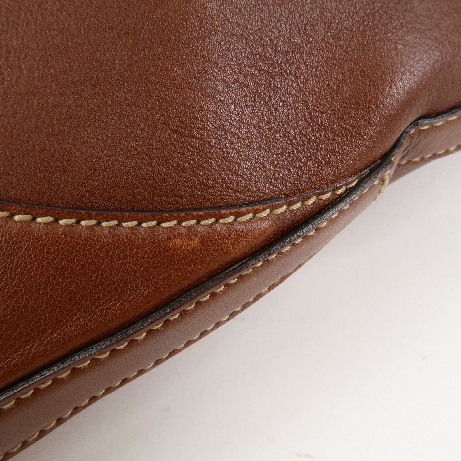 GUCCI Horsebit GG Canvas Leather Shoulder Bag Brown 137386