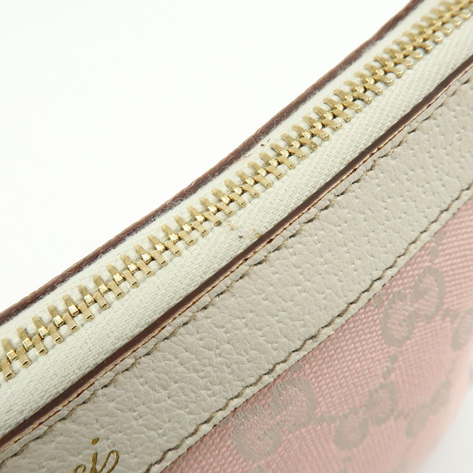 GUCCI GG Canvas Leather Shoulder Bag Hand Bag Pink White 146244