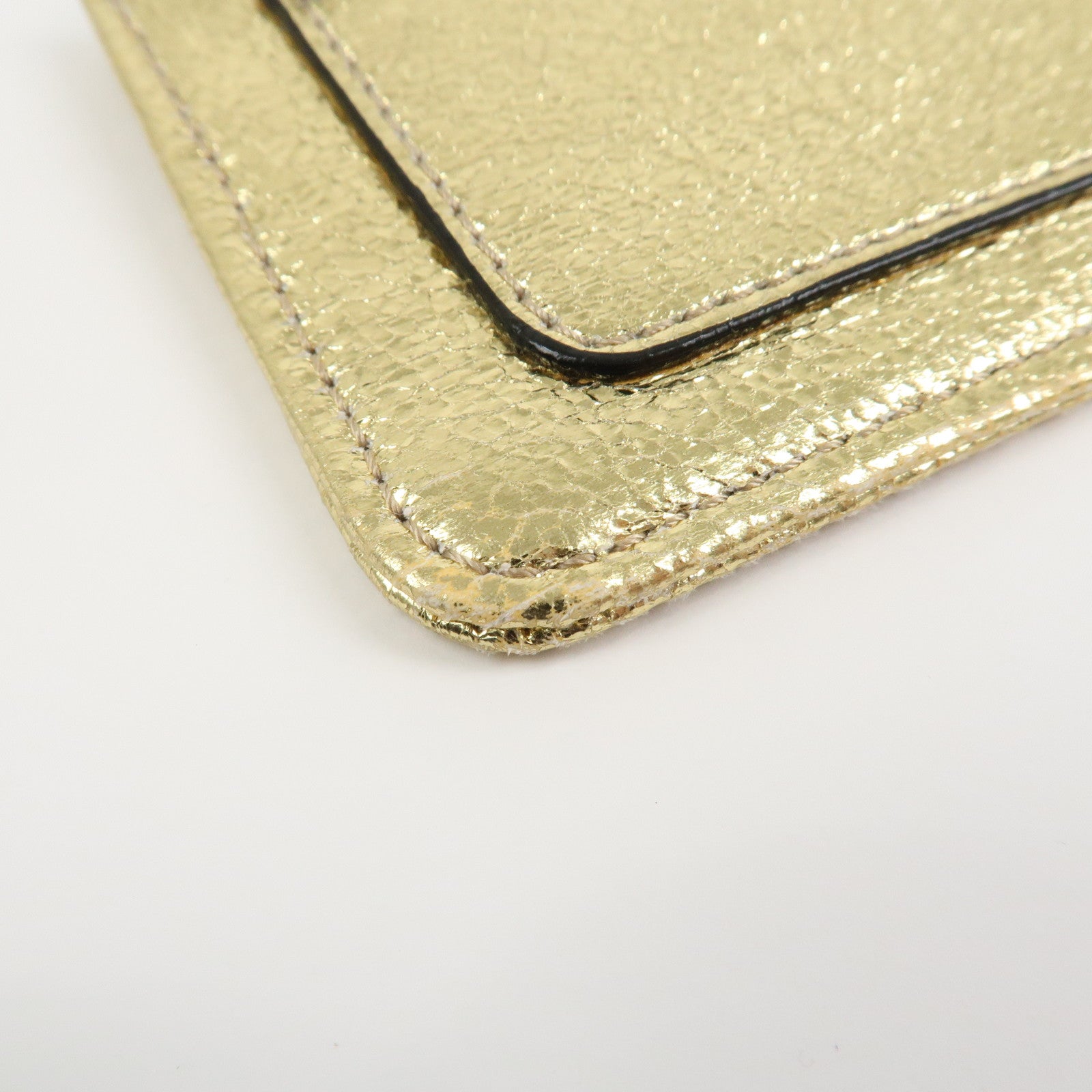 JIMMY CHOO Set of 2 Leather Long Wallet Coin Case Gray Gold