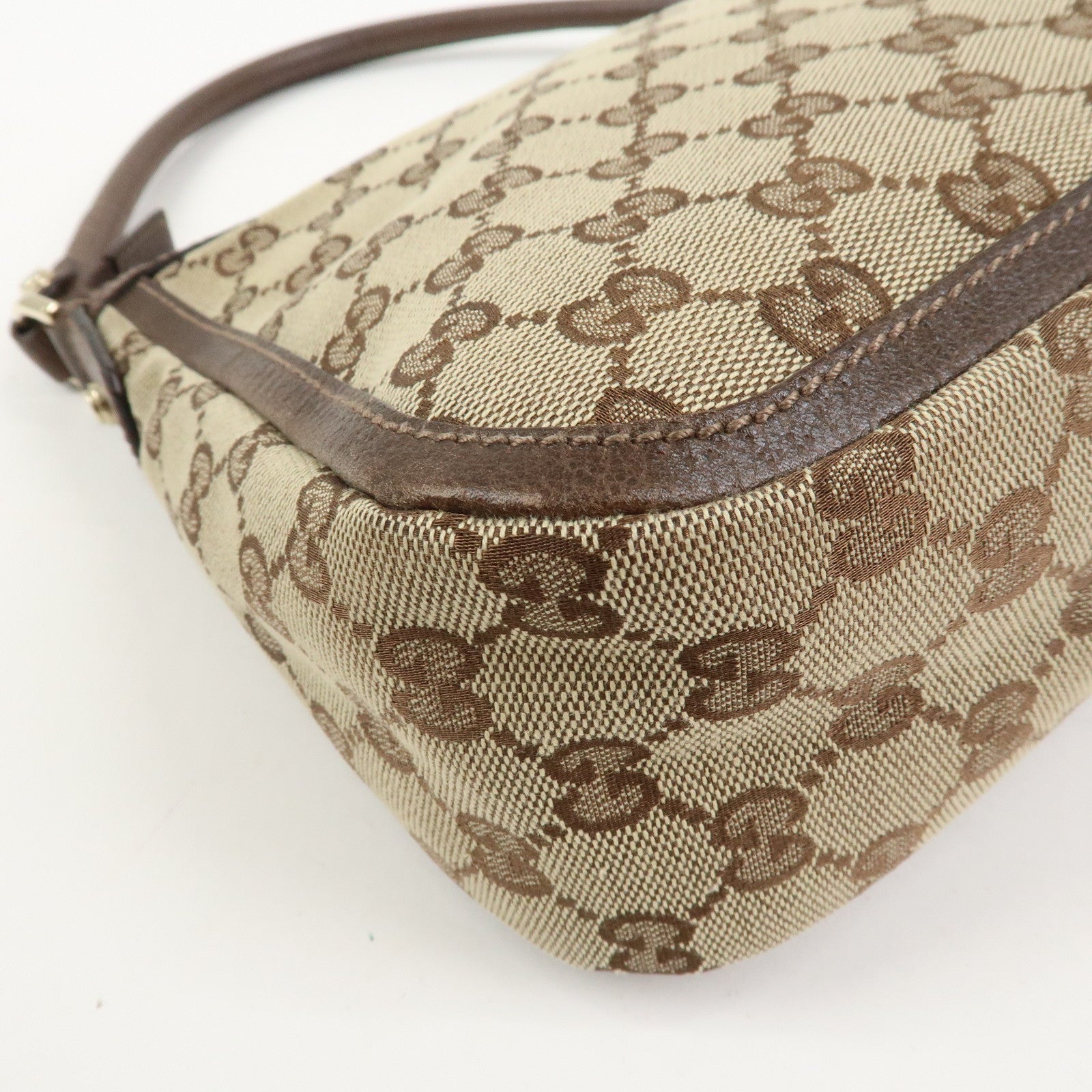 GUCCI GG Canvas Leather Shoulder Bag Hand Bag Beige Brown 146244