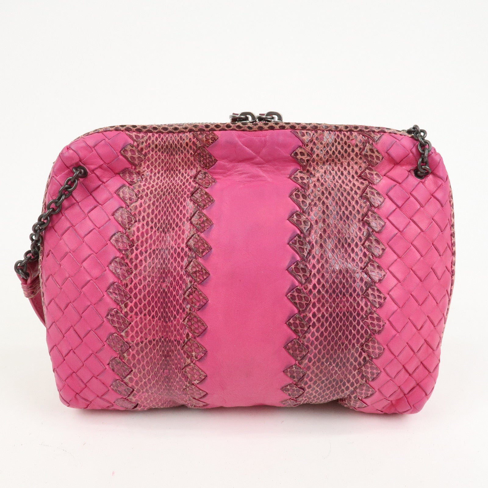 BOTTEGA VENETA Intrecciato Leather Shoulder Bag Crossbody Bag Pink