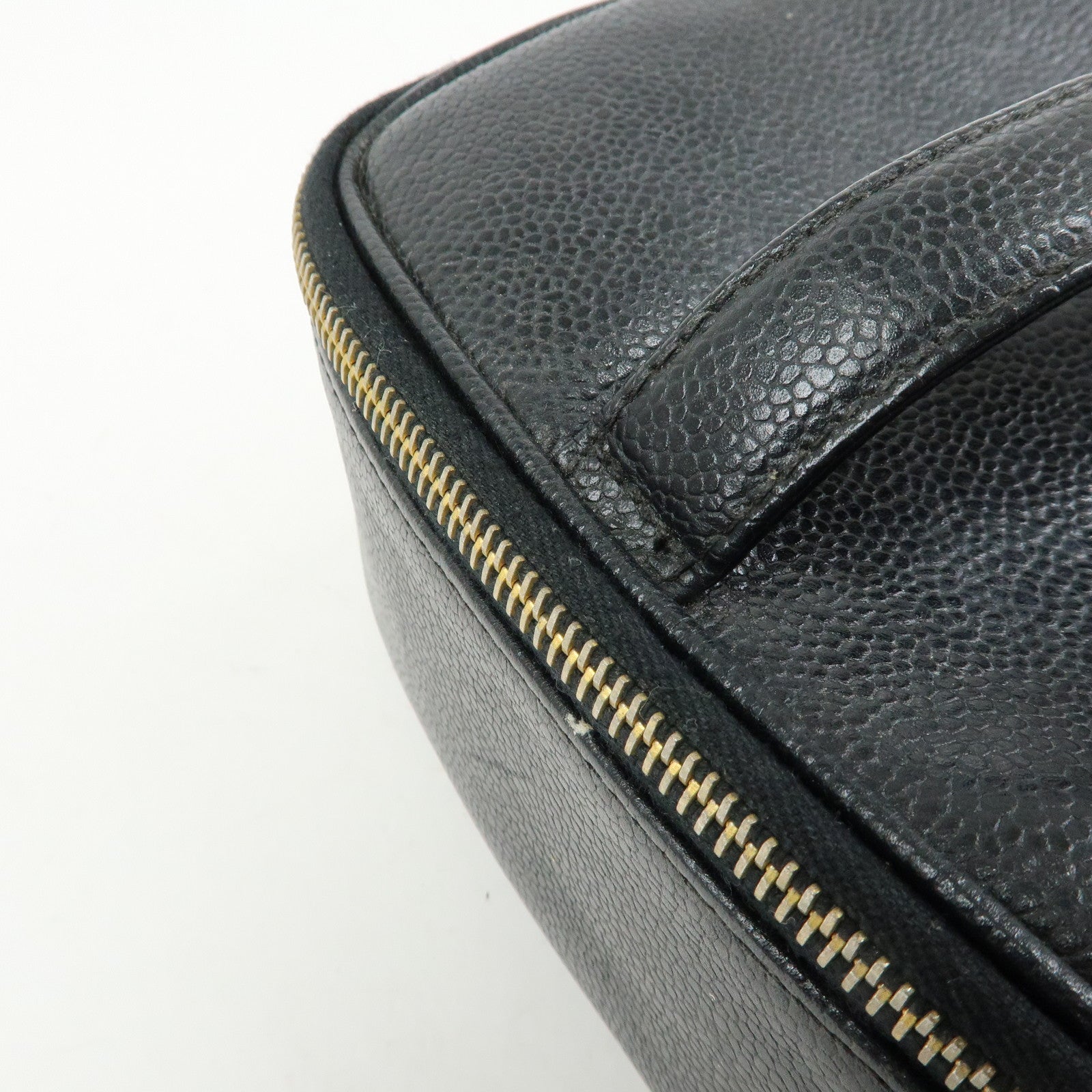 CHANEL COCO Mark Caviarskin Hand Bag Vanity Case Black A01997