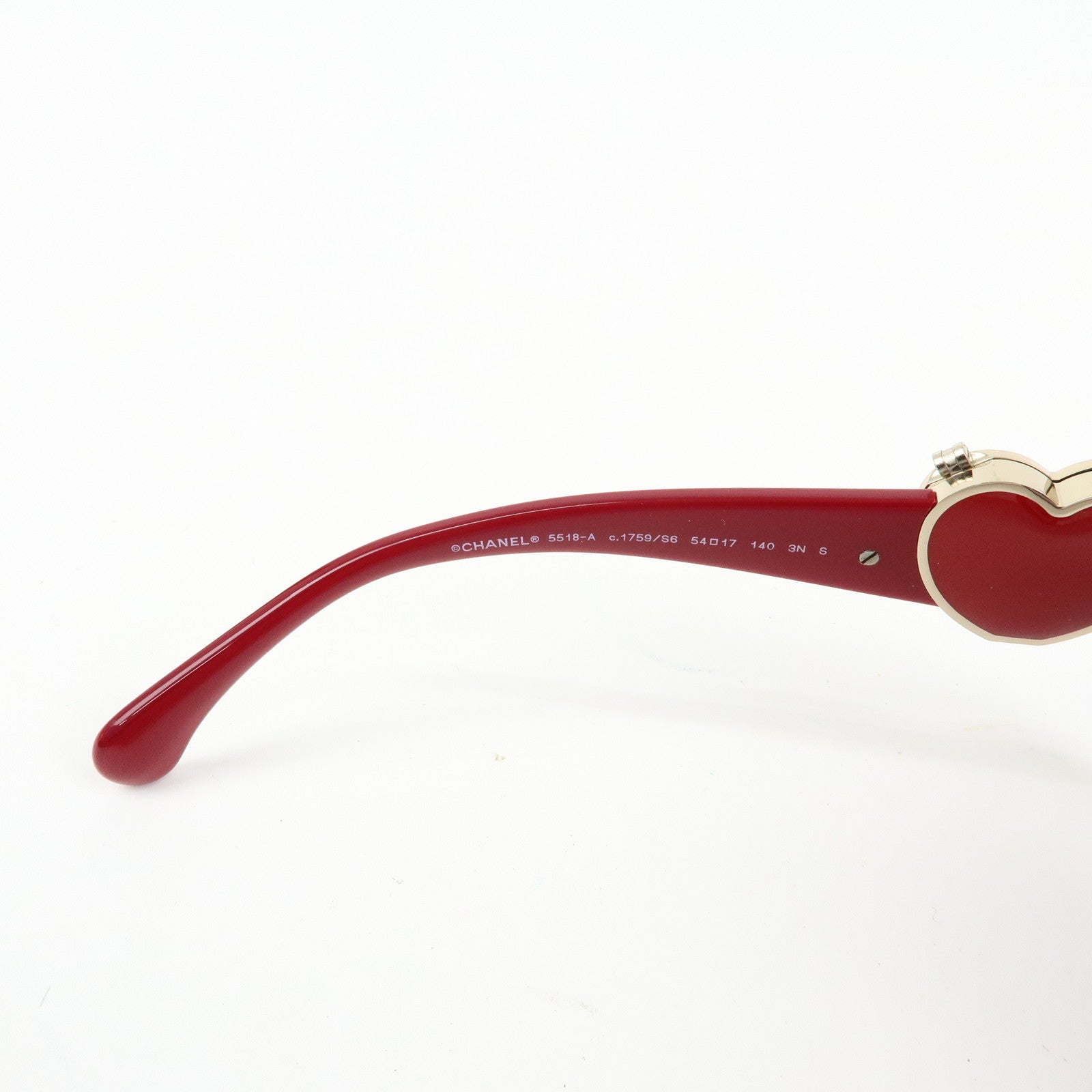 CHANEL COCO Mark Heart Plastic Sunglasses Red 5518-A 54□17 140 3N