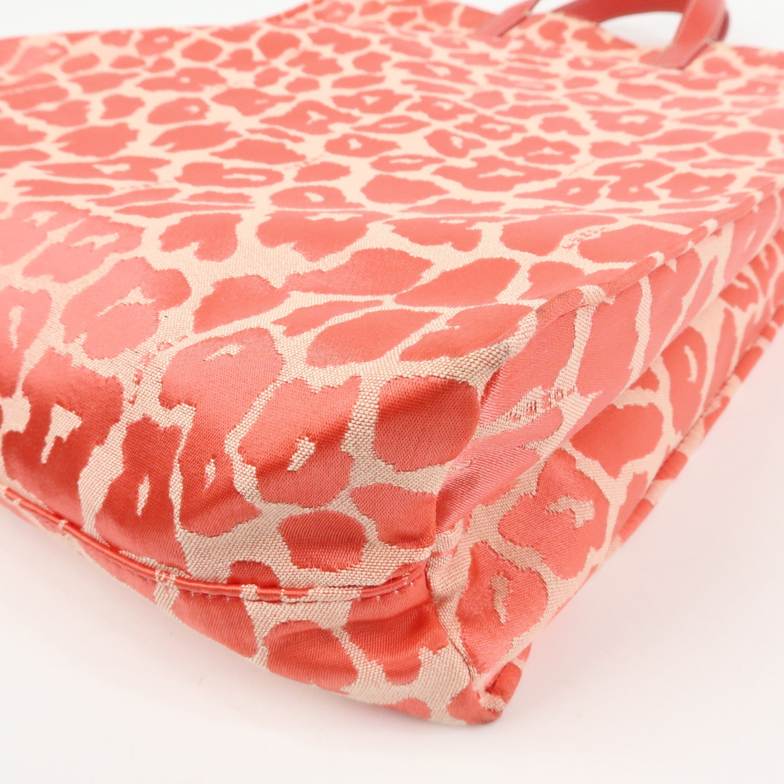 FENDI Canvas Leather Tote Bag Hand Bag Leopard Pink 8BH173