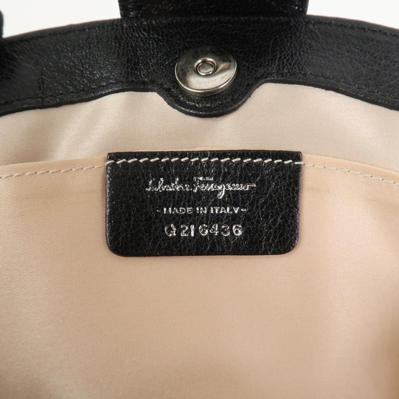 Ferragamo Gancini Satin Shoulder Bag Crossbody Bag Black Q 21 6436