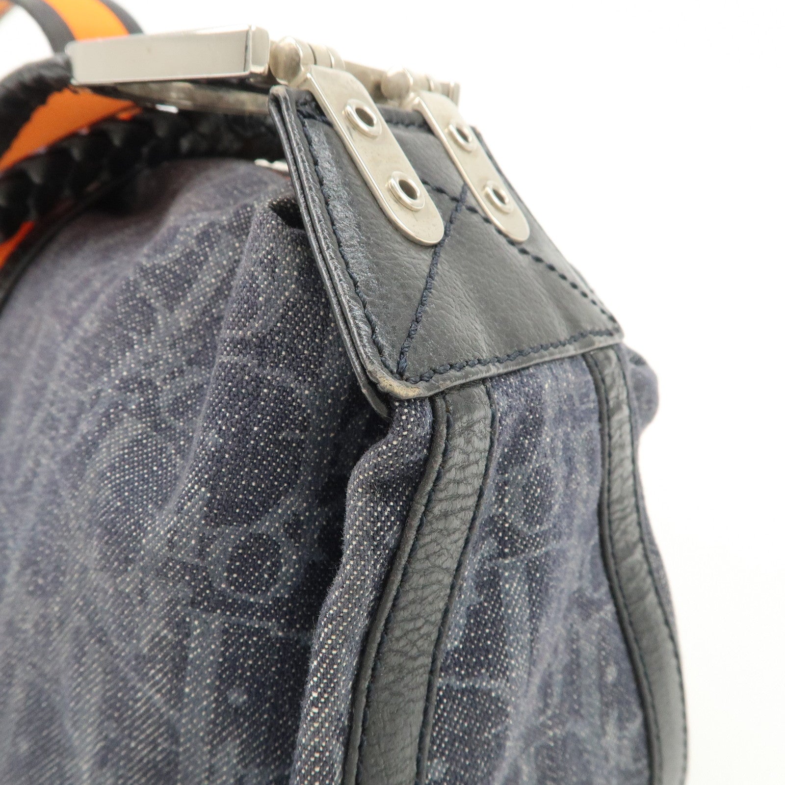 Christian Dior Flight Line Trotter Denim Leather Shoulder Bag